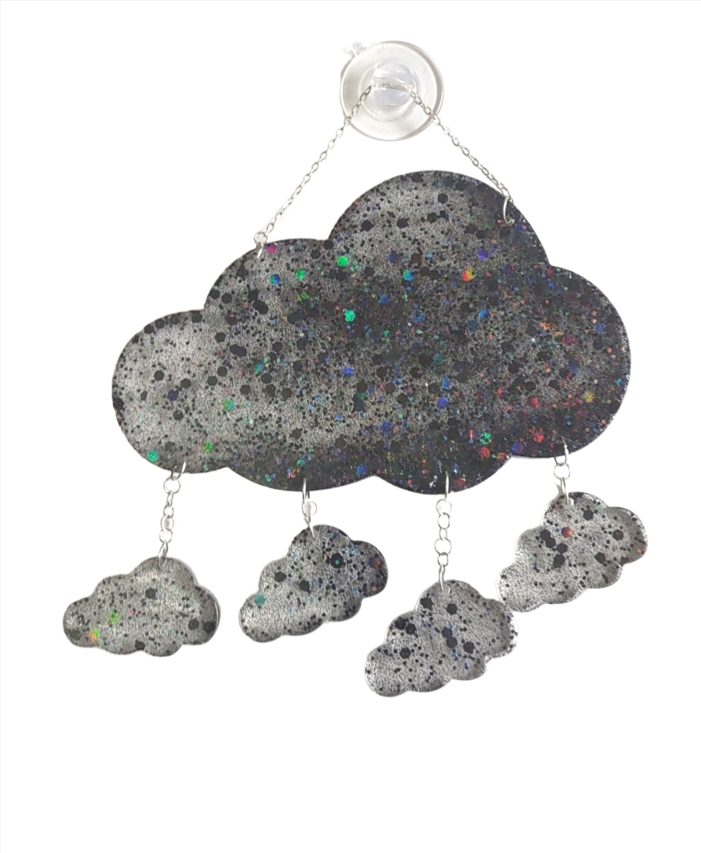 Midnight Black Holographic Cloud Sun Catcher Window Hang Hand Crafted Resin