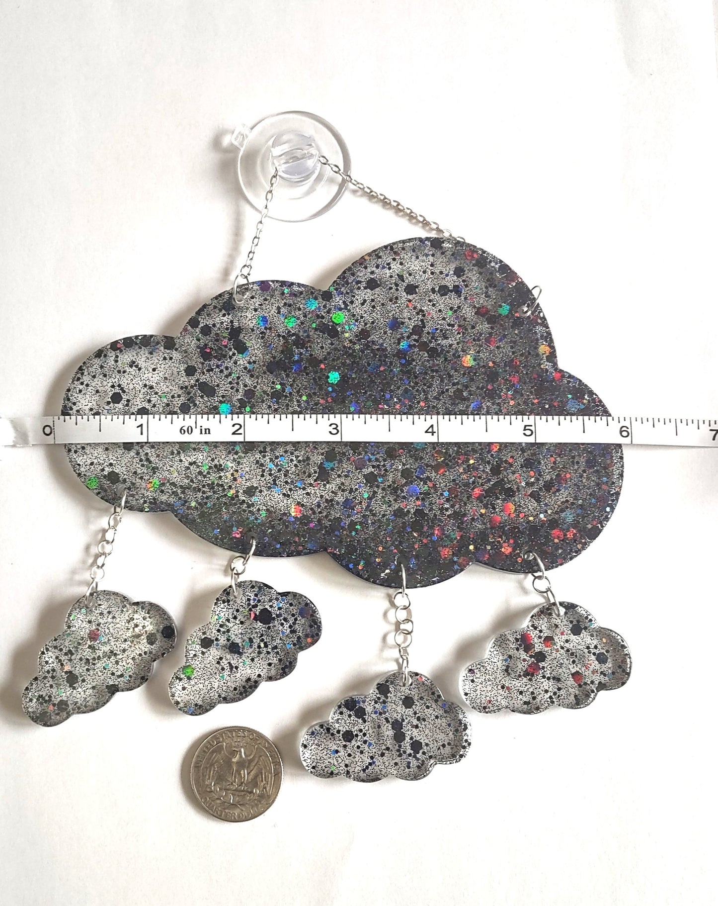 Midnight Black Holographic Cloud Sun Catcher Window Hang Hand Crafted Resin