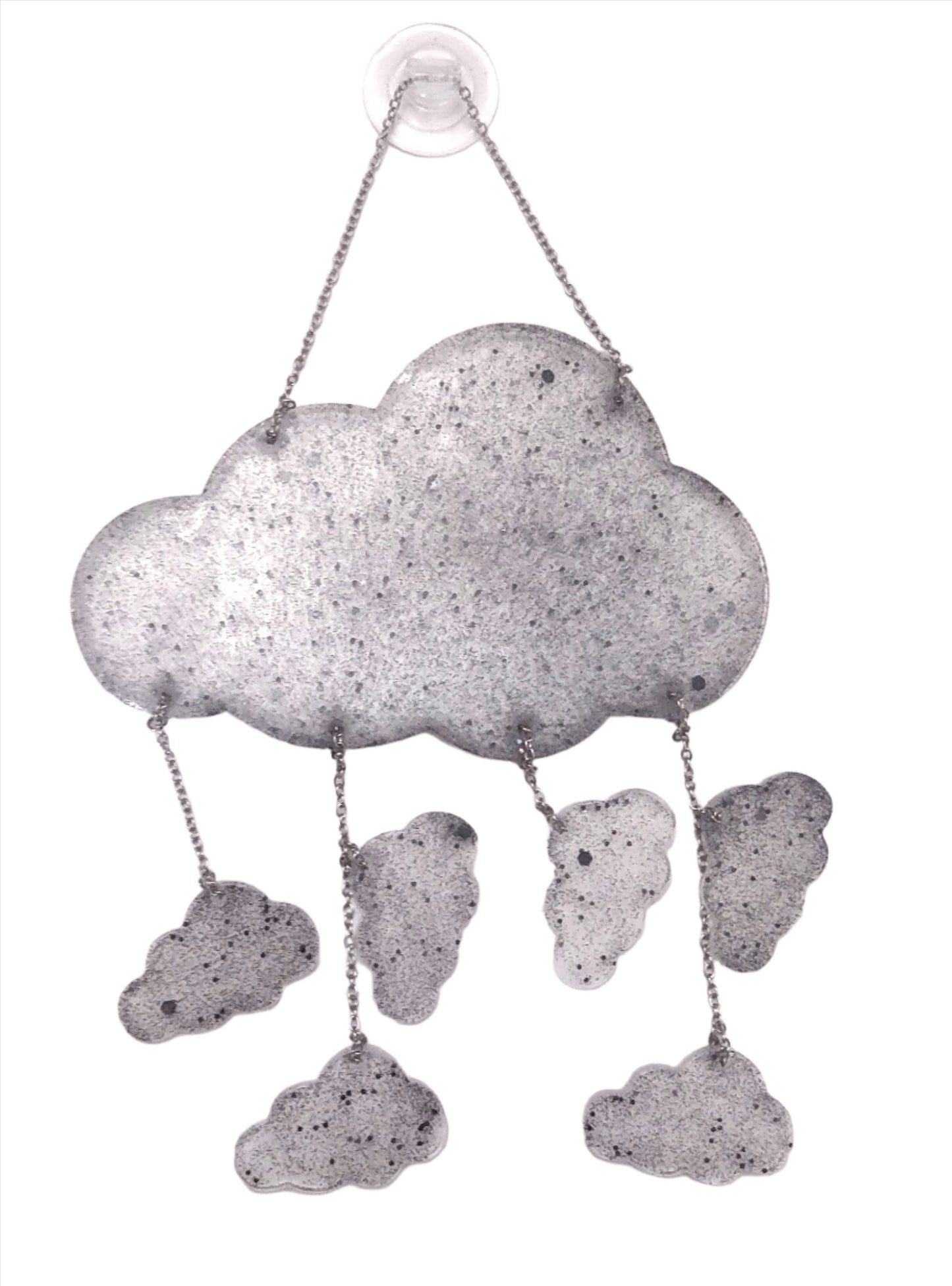 Shimmering Cloud Sun Catcher Window Hang Hand Crafted Resin Midnight Black Holographic Glitter