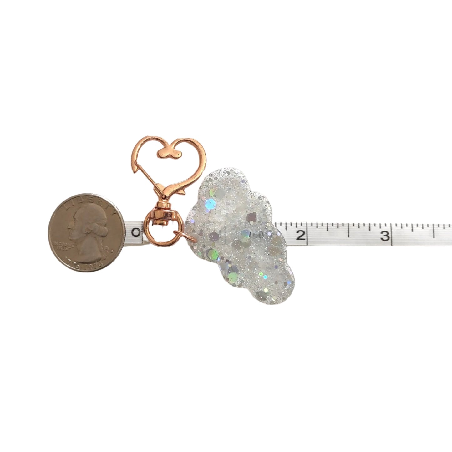 Cloud Adornment with Rose Golden Heart Clasp Hand Crafted Holographic Gitter Resin Accessory