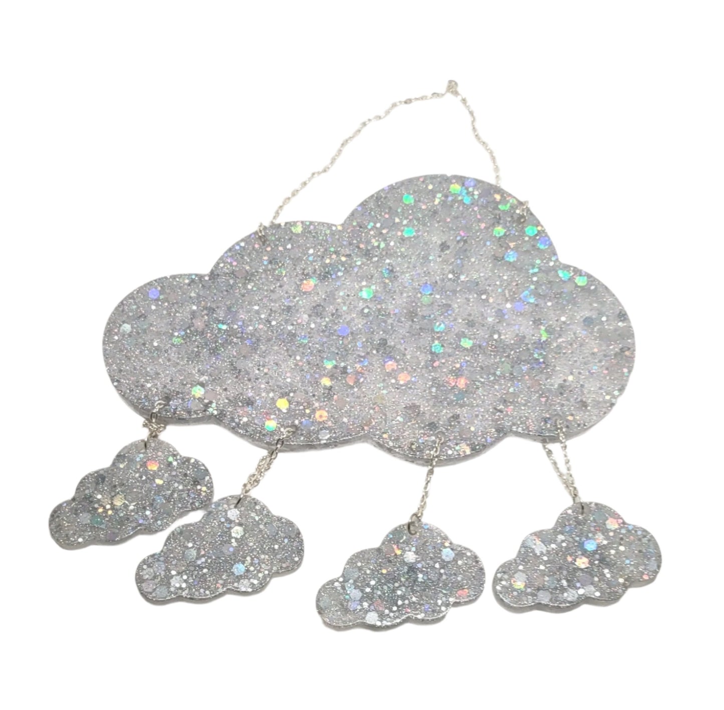 Cloud Window Hang Sun Catcher Holographic Glitter Hand Crafted Resin Decor