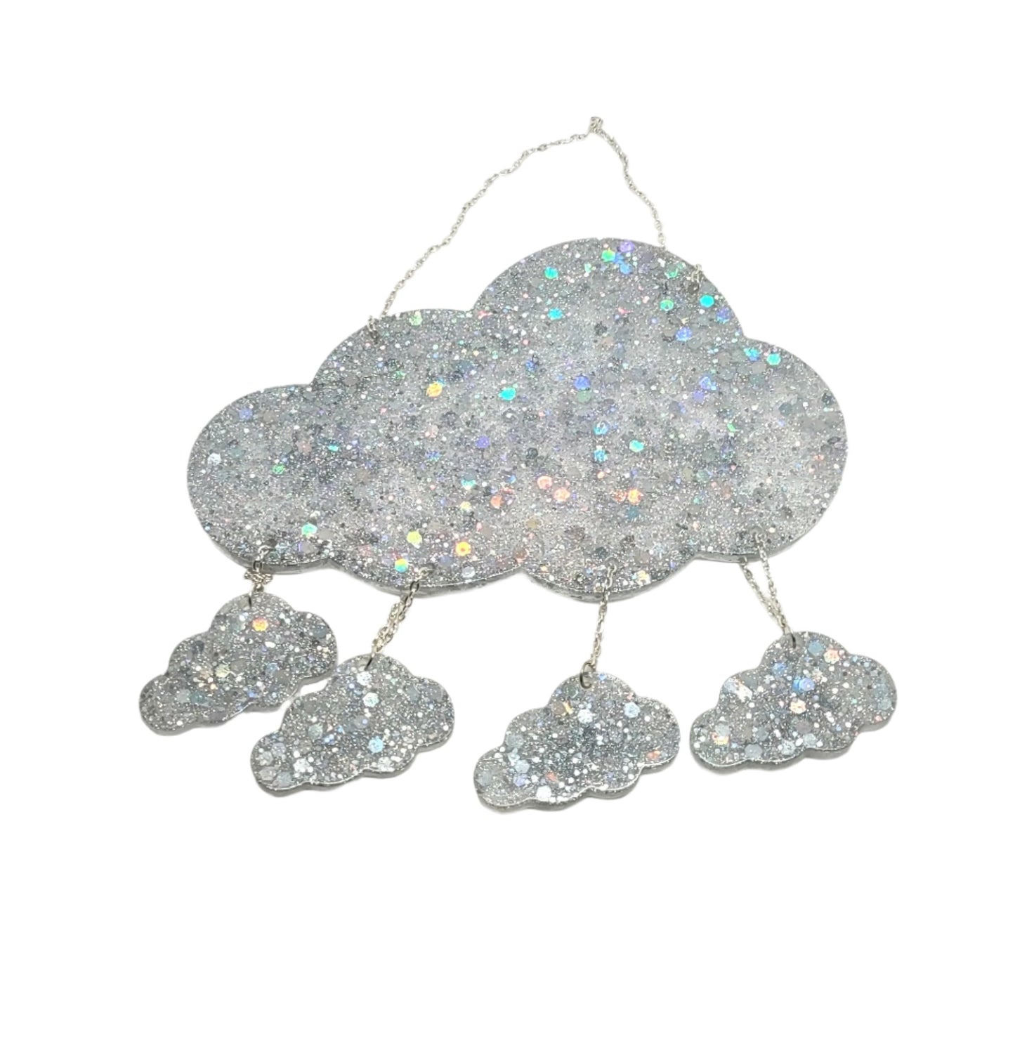 Cloud Window Hang Sun Catcher Holographic Glitter Hand Crafted Resin Decor