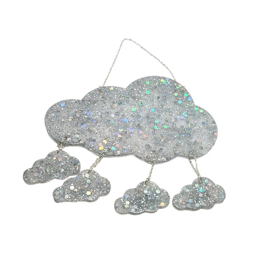 Cloud Window Hang Sun Catcher Holographic Glitter Hand Crafted Resin Decor