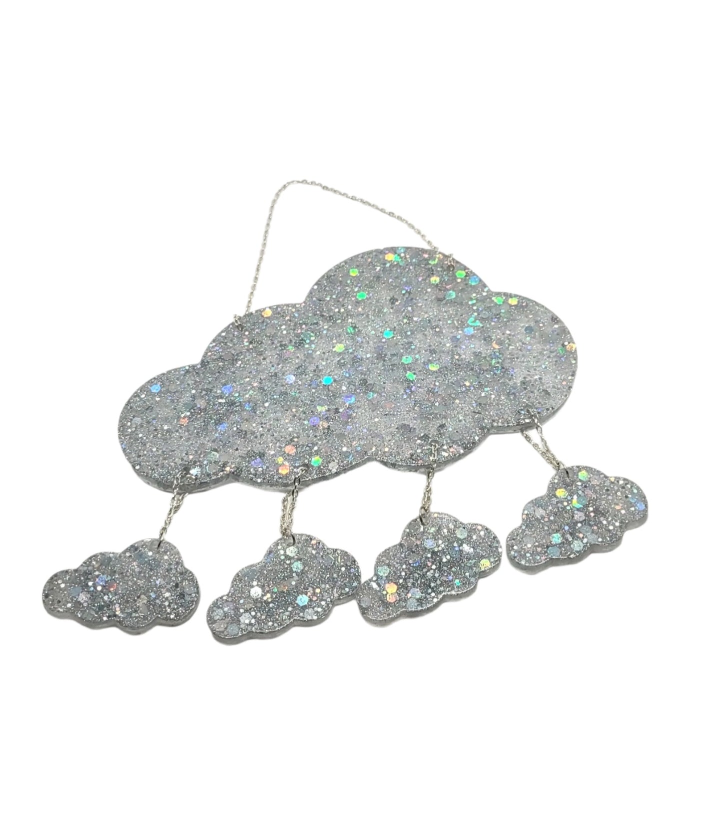 Cloud Window Hang Sun Catcher Holographic Glitter Hand Crafted Resin Decor