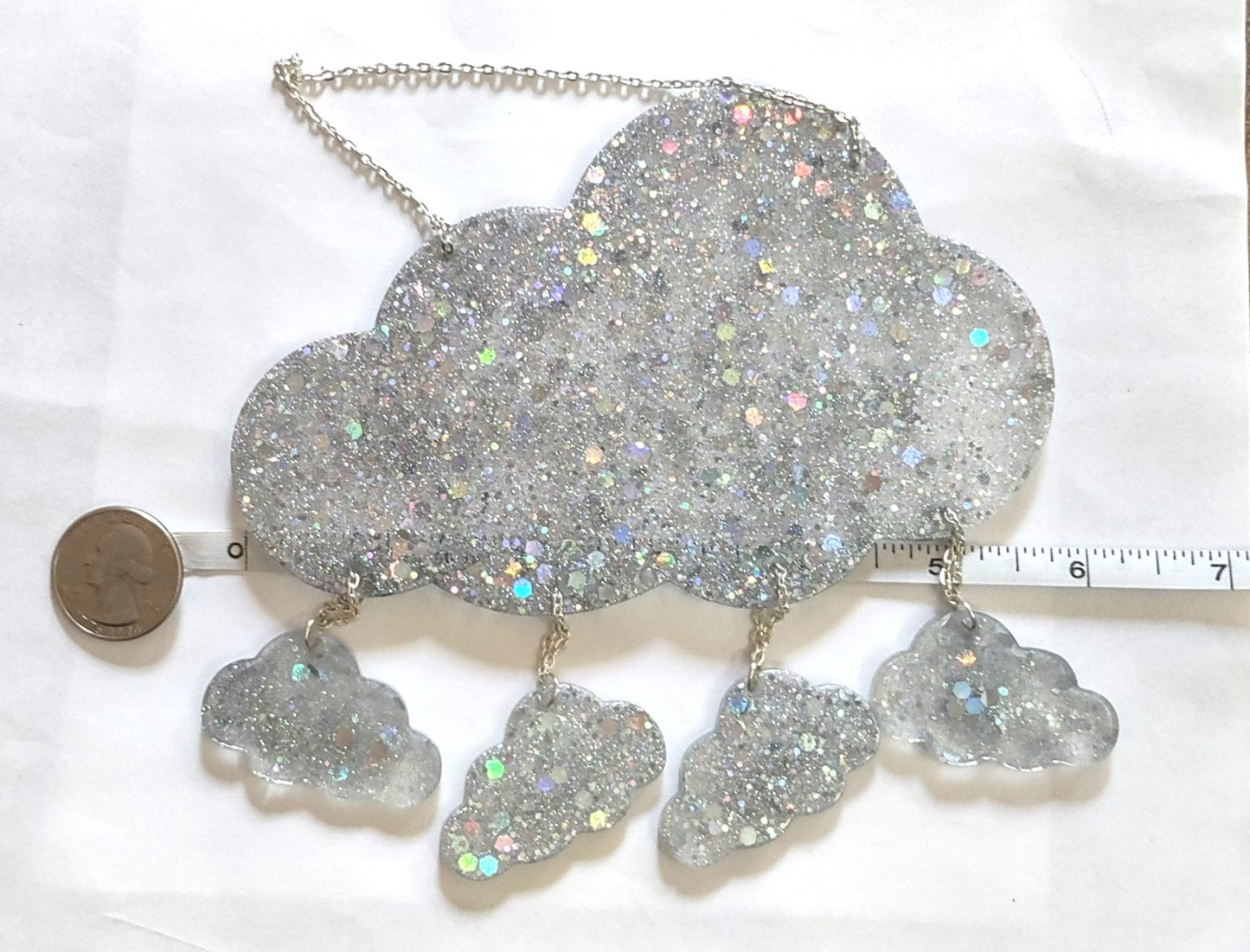 Cloud Window Hang Sun Catcher Holographic Glitter Hand Crafted Resin Decor