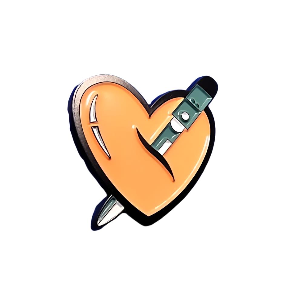 Orange Heart with Knife Pin