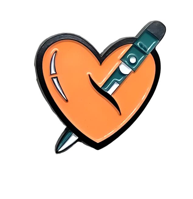 Orange Heart with Knife Pin