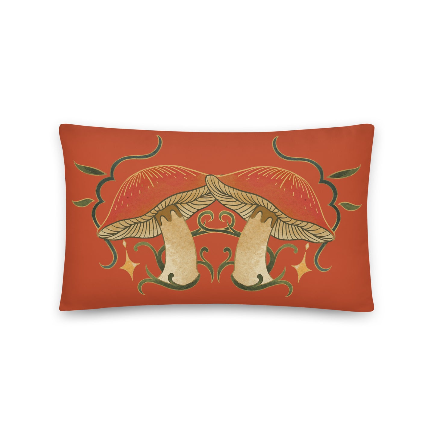 Autumn Mushrooms Red Decorative Pillow 12" x 20" Pillow