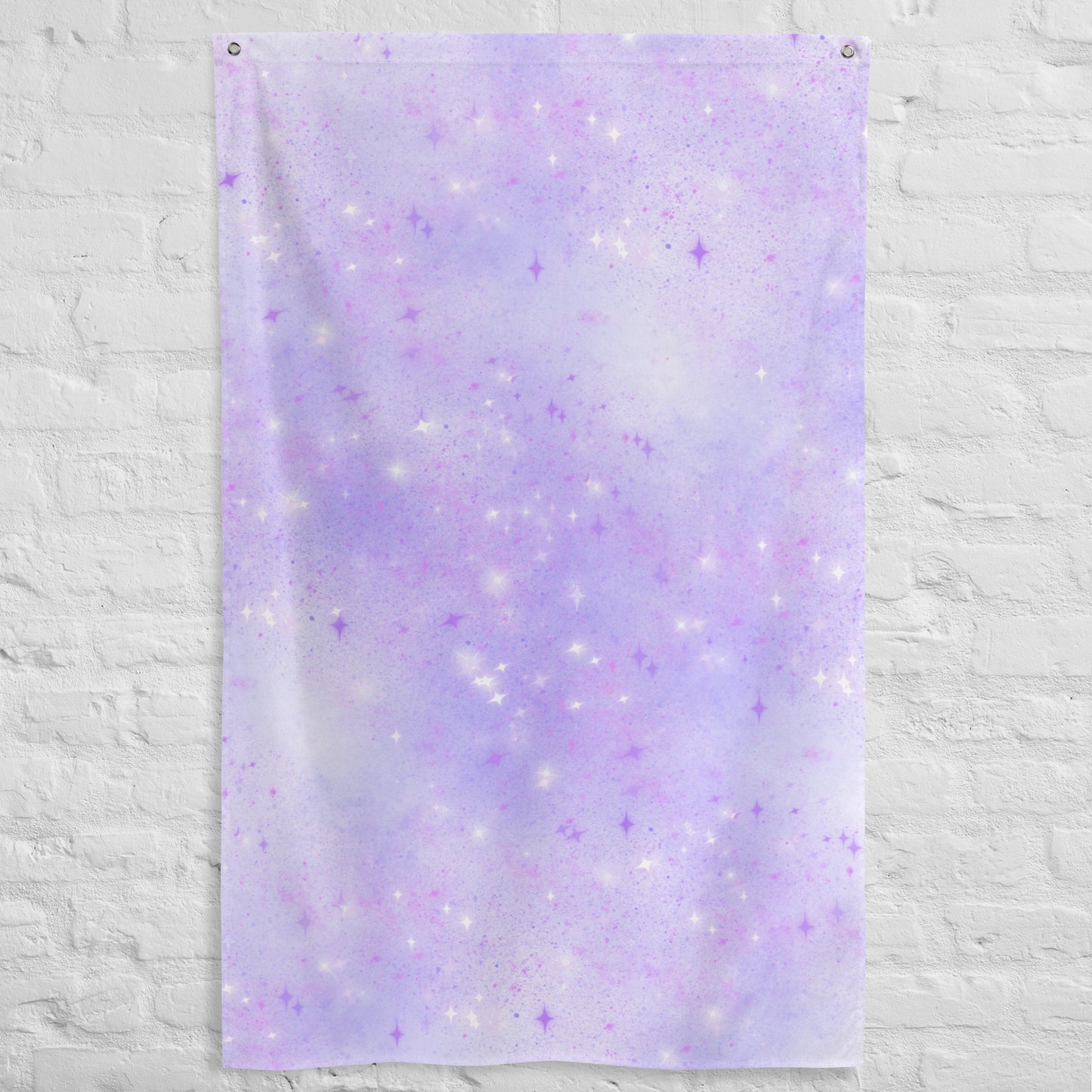 Quest Purple Galaxy White Decorative Flag 34 ½" x 56" Wall Decor