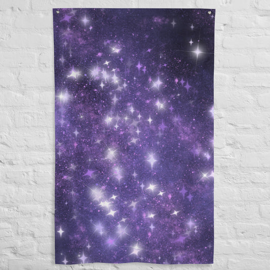 Quest Purple Galaxy Decorative Flag 34 ½" x 56" Wall Decor