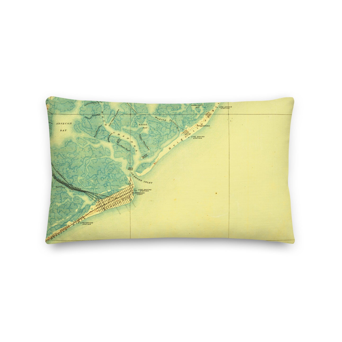 Premium Throw Pillow 12" x 20" Atlantic City NJ 1887 Historical Map