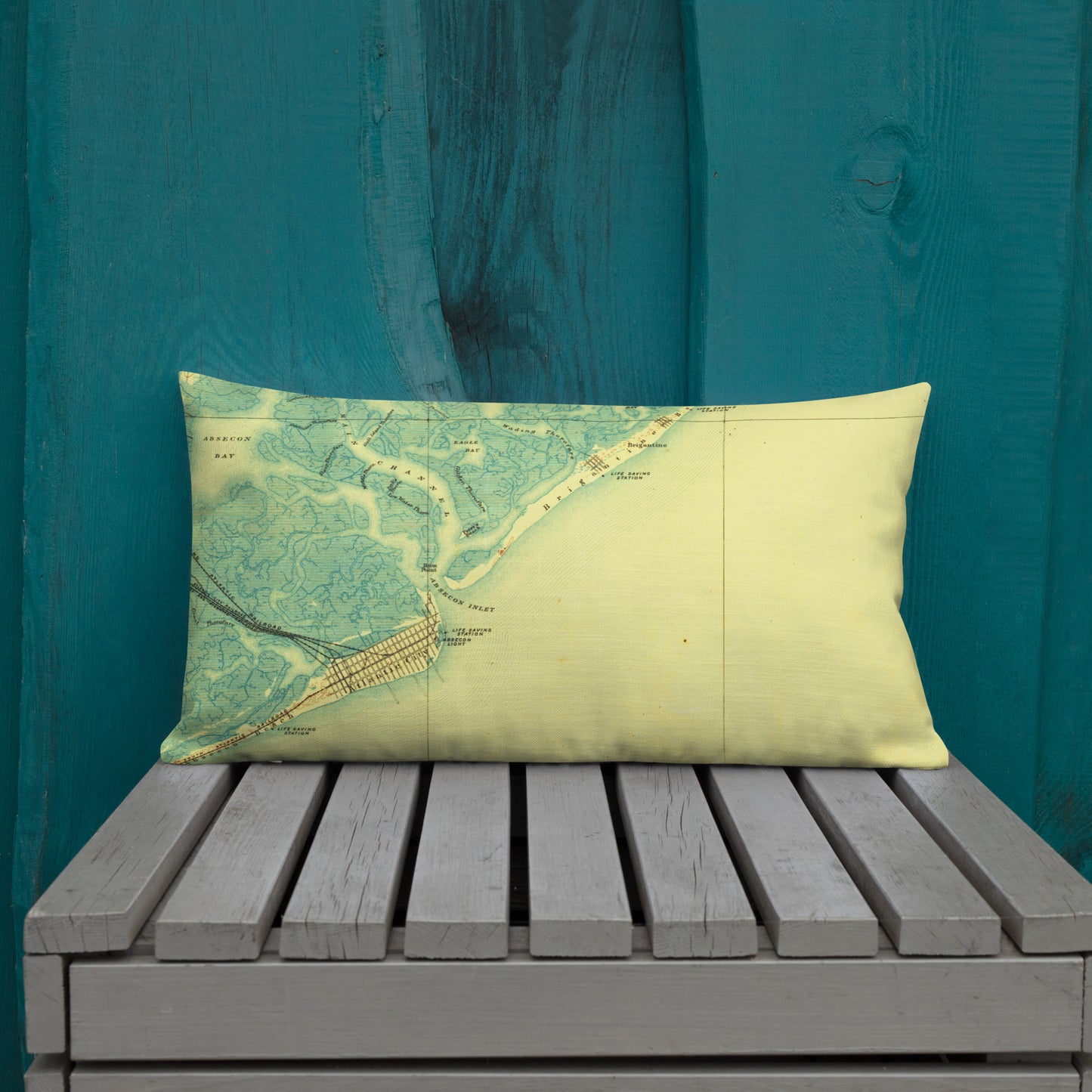 Premium Throw Pillow 12" x 20" Atlantic City NJ 1887 Historical Map