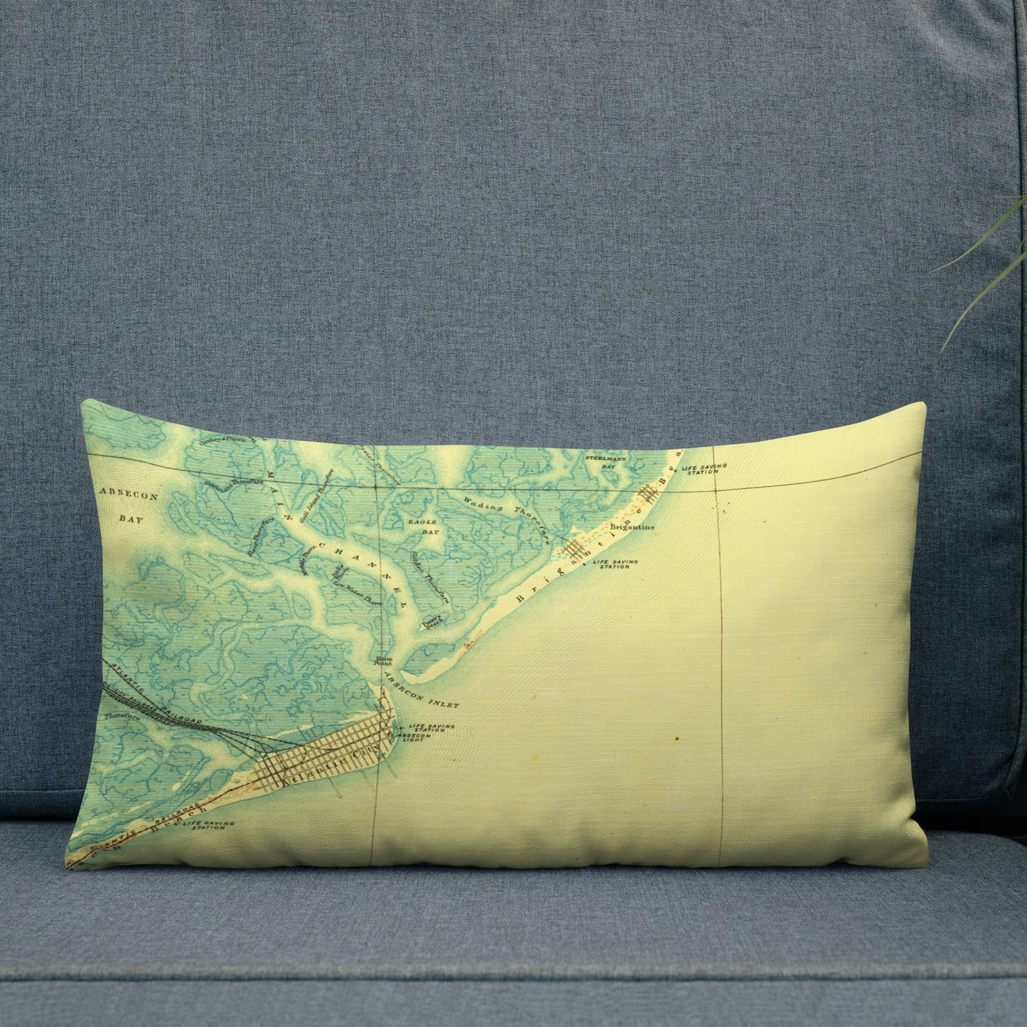 Premium Throw Pillow 12" x 20" Atlantic City NJ 1887 Historical Map