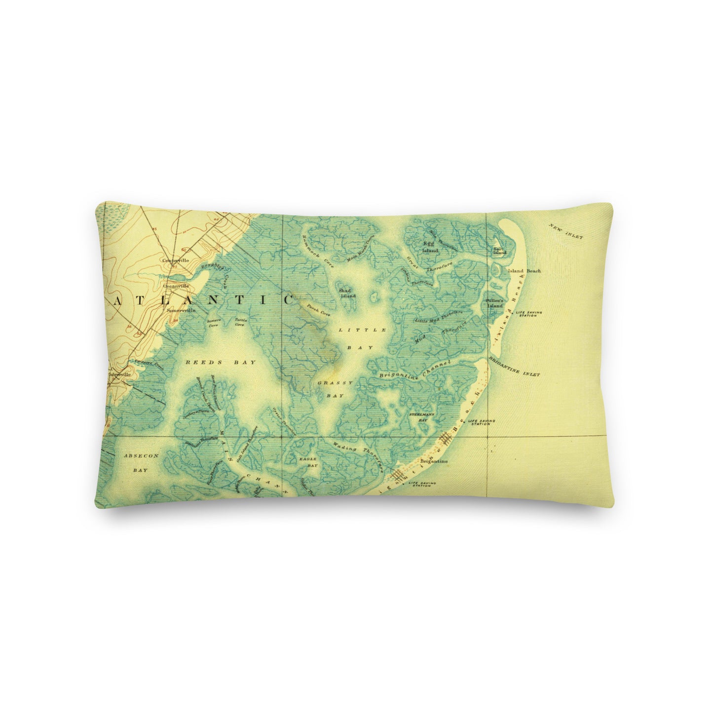 Premium Throw Pillow 12" x 20" Atlantic City NJ 1887 Historical Map