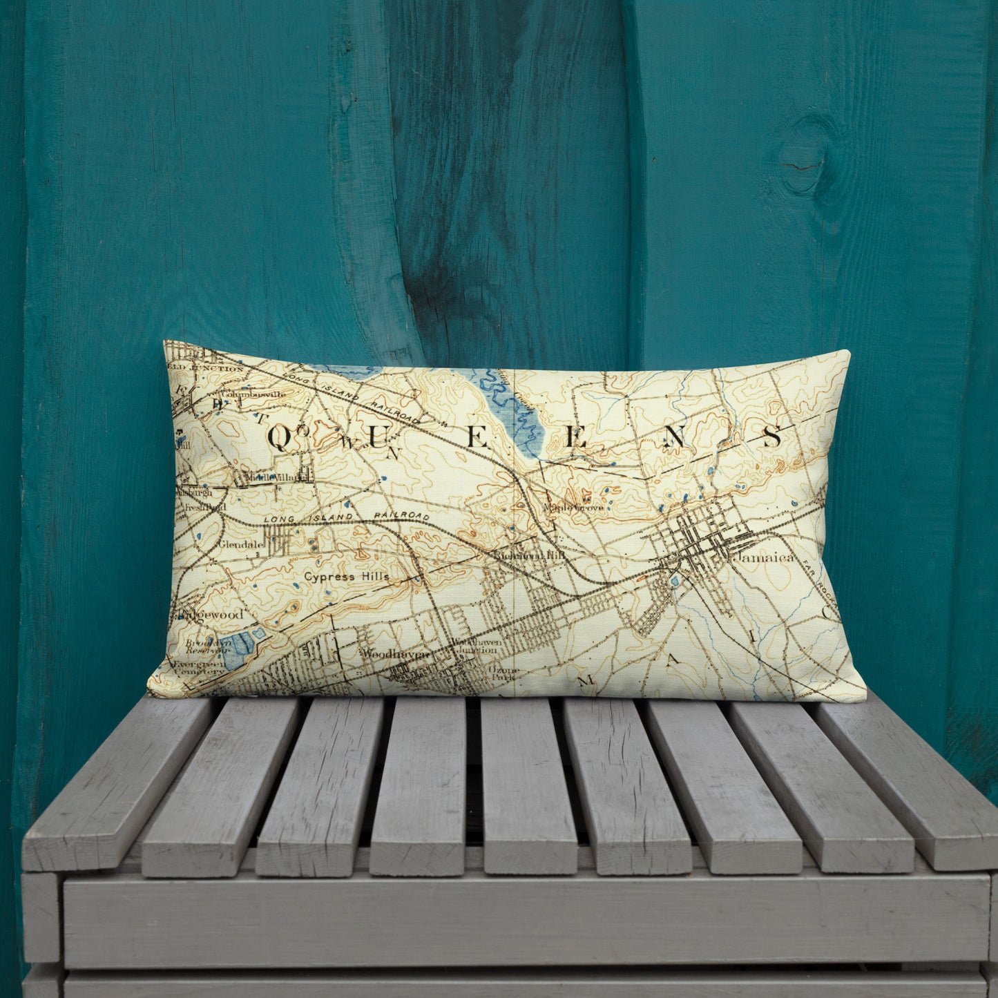 Premium Throw Pillow 12" x 20" Brooklyn NY 1889 Historical Map