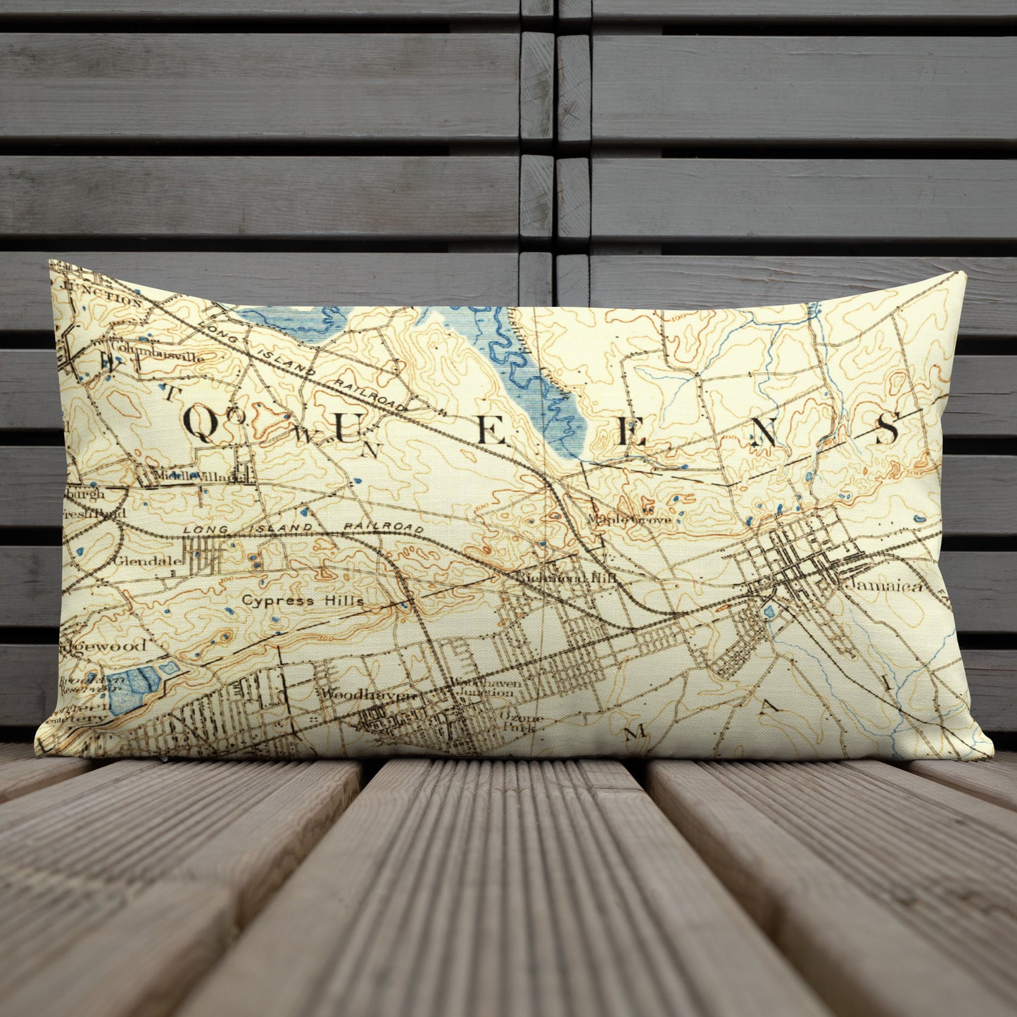 Premium Throw Pillow 12" x 20" Brooklyn NY 1889 Historical Map