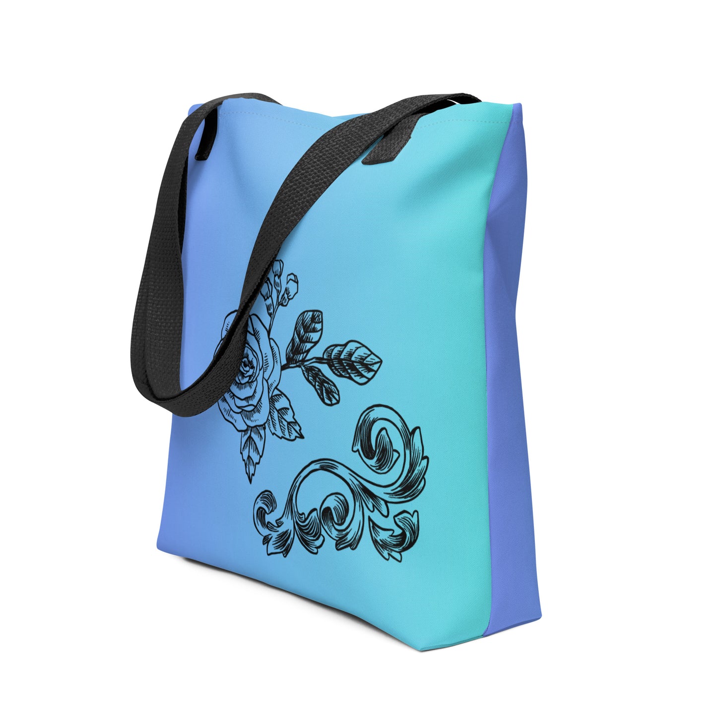 Flower Filigree Purple Blue Gradient Tote Bag