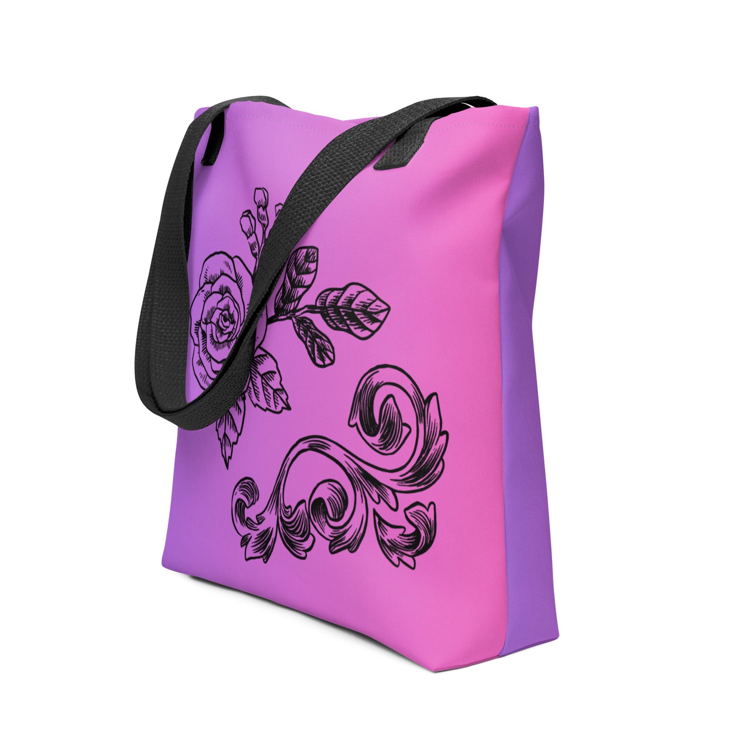 Flower Filigree Purple Pink Gradient Tote Bag