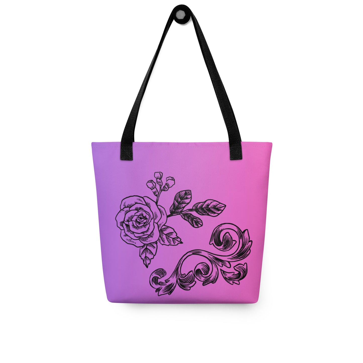 Flower Filigree Purple Pink Gradient Tote Bag