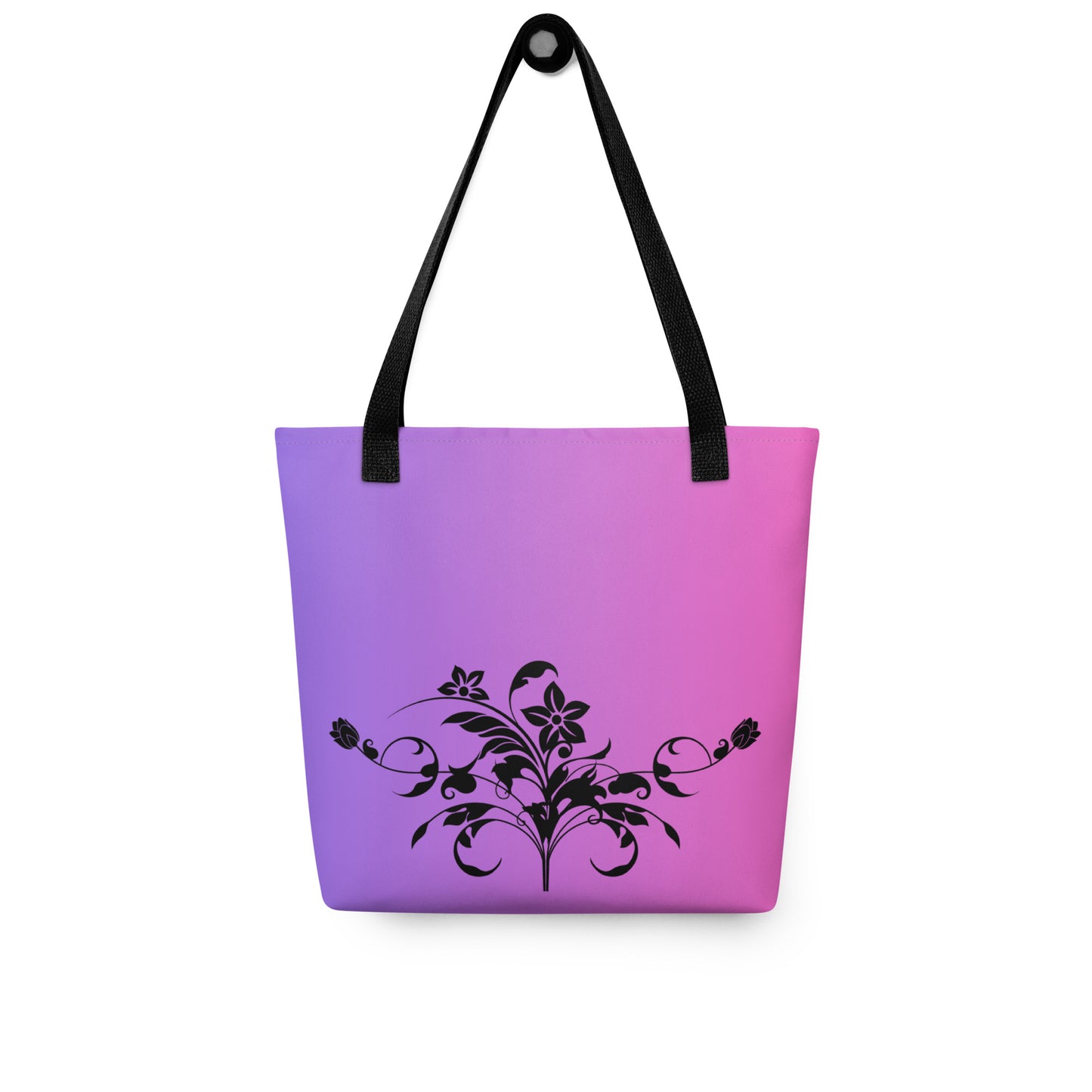 Purple Pink Gradient Floral Filigree Bouquet Tote Bag