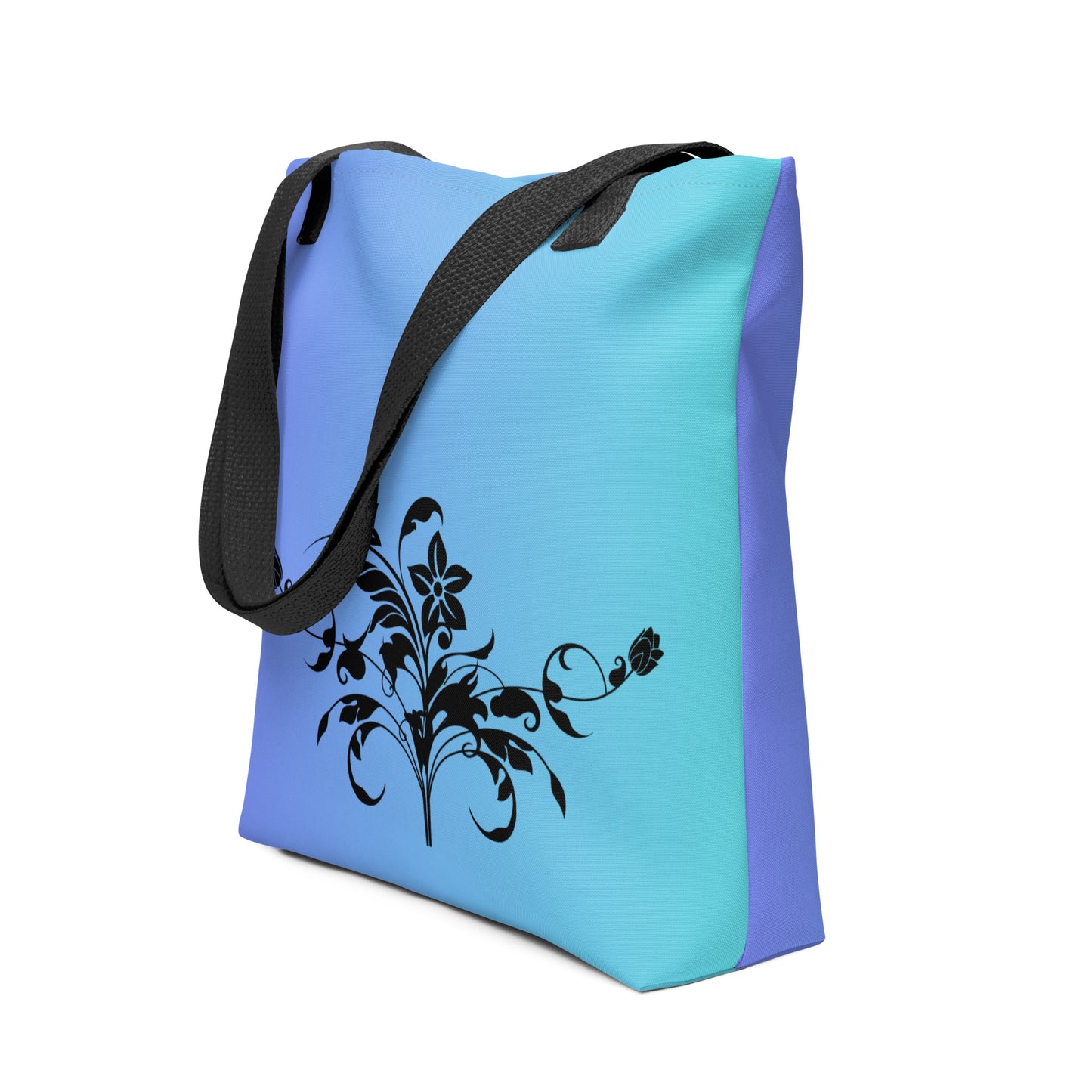 Purple Blue Gradient Floral Filigree Bouquet Tote Bag