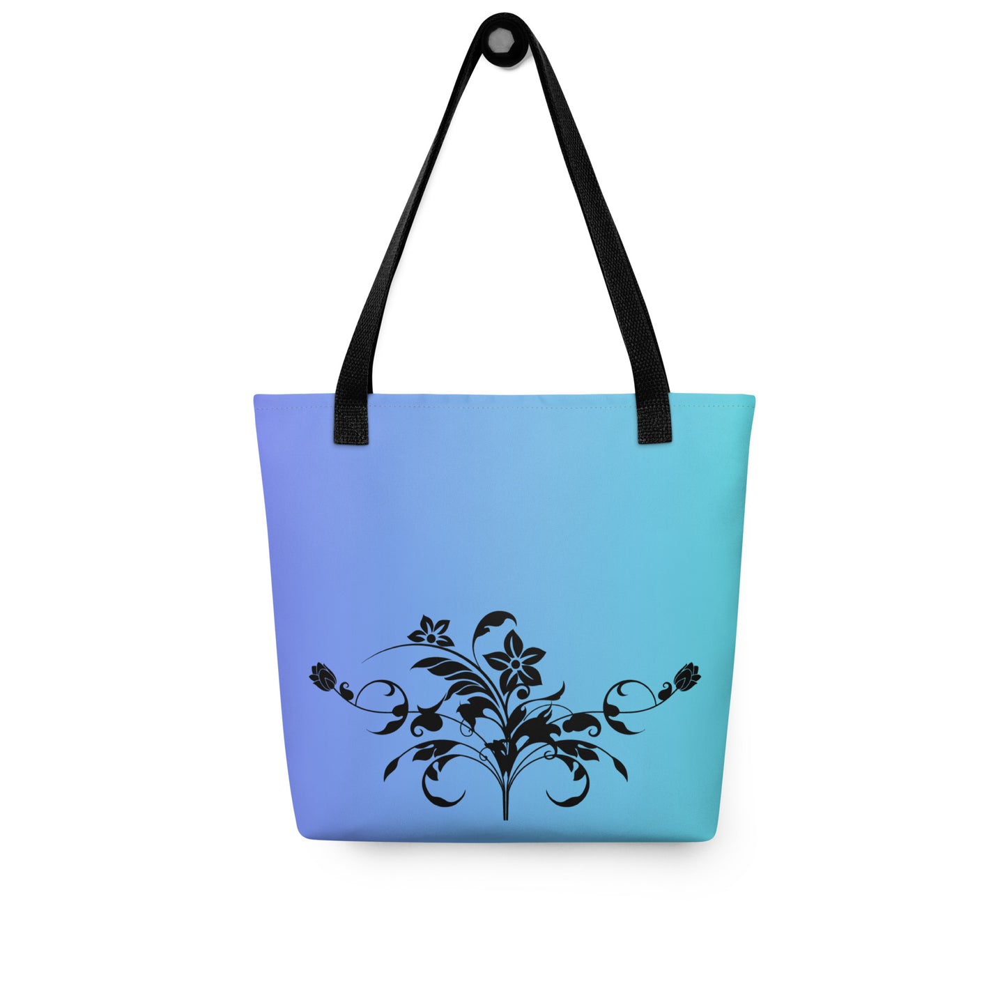 Purple Blue Gradient Floral Filigree Bouquet Tote Bag