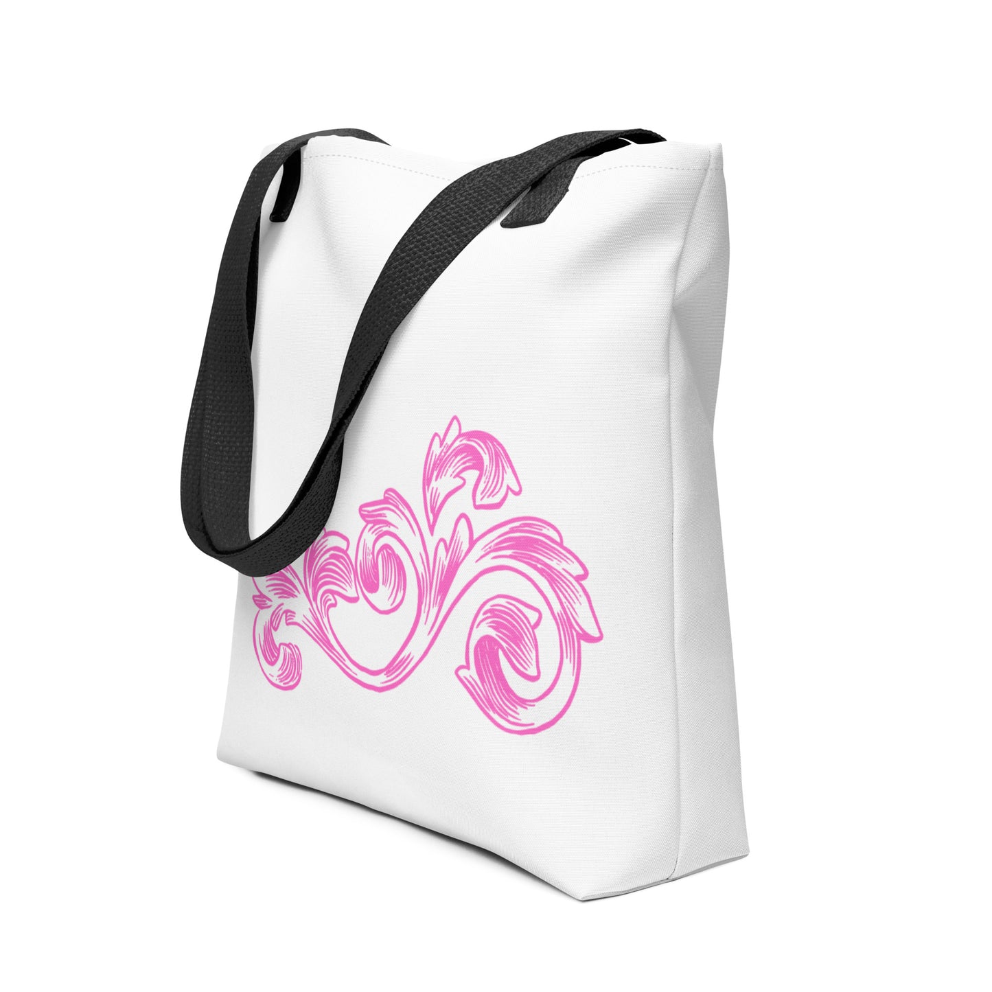 Pink Filigree White Tote Bag