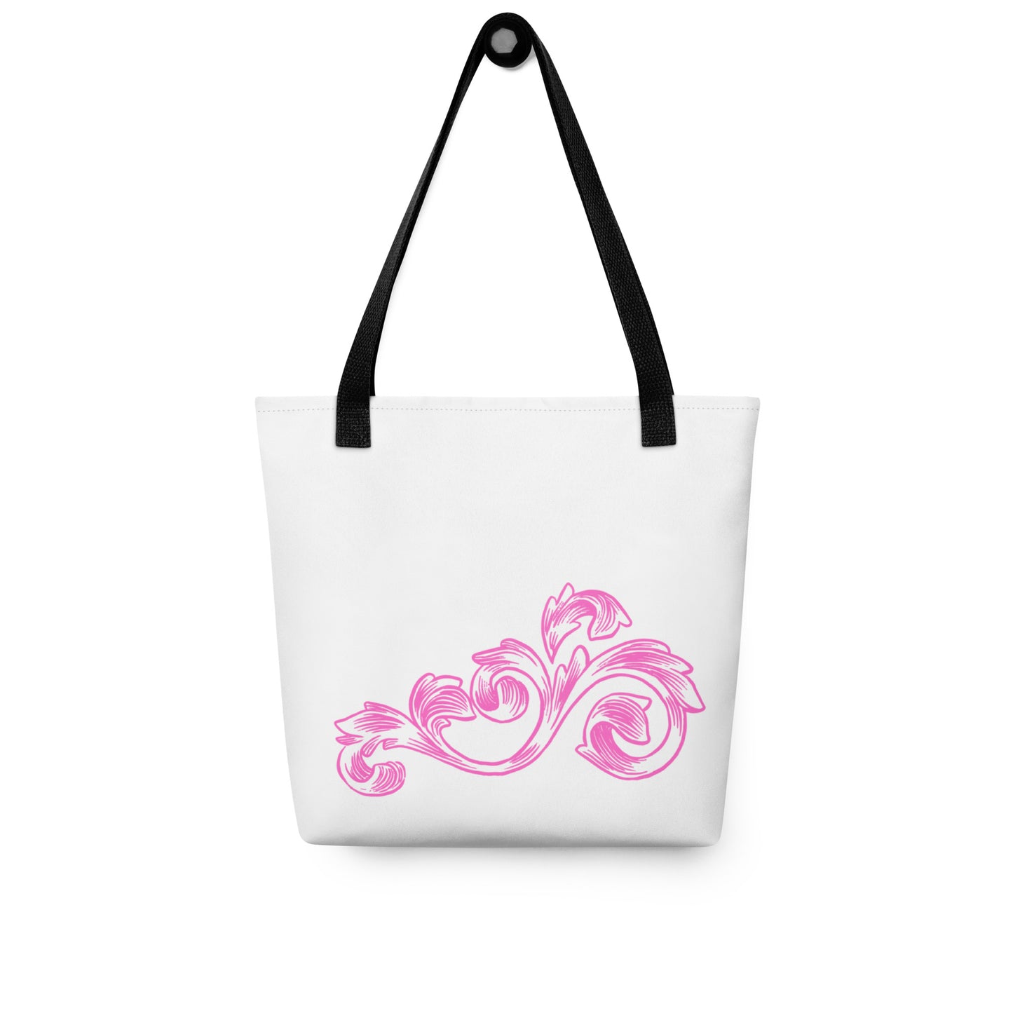 Pink Filigree White Tote Bag