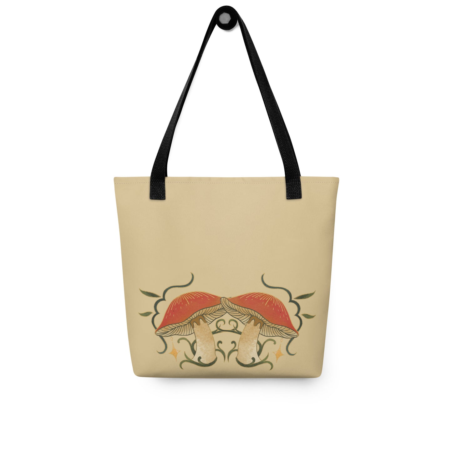 Autumn Mushrooms Tote Bag with Black Handle