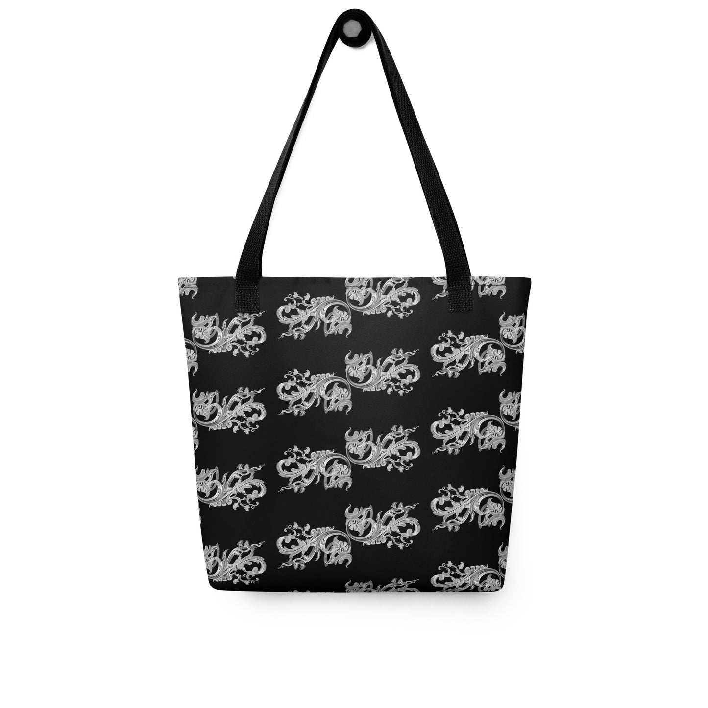 Art Nouveau Filigree White Black Tote Bag