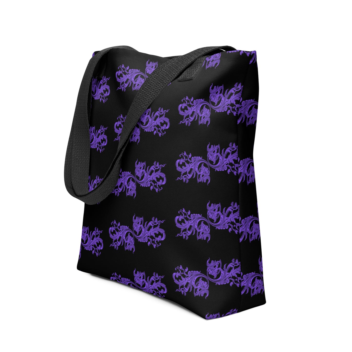 Art Nouveau Filigree Purple Black Tote Bag