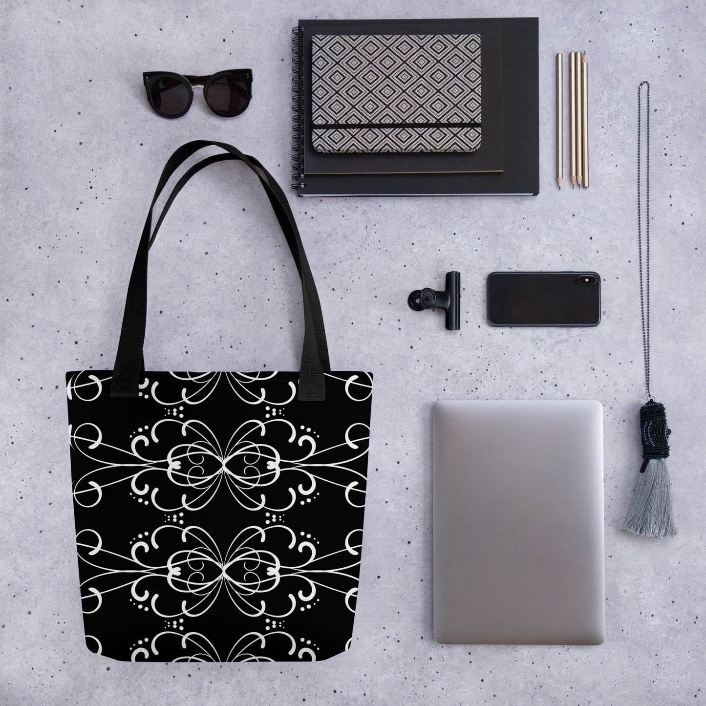 Simple Swirl Black Tote Bag