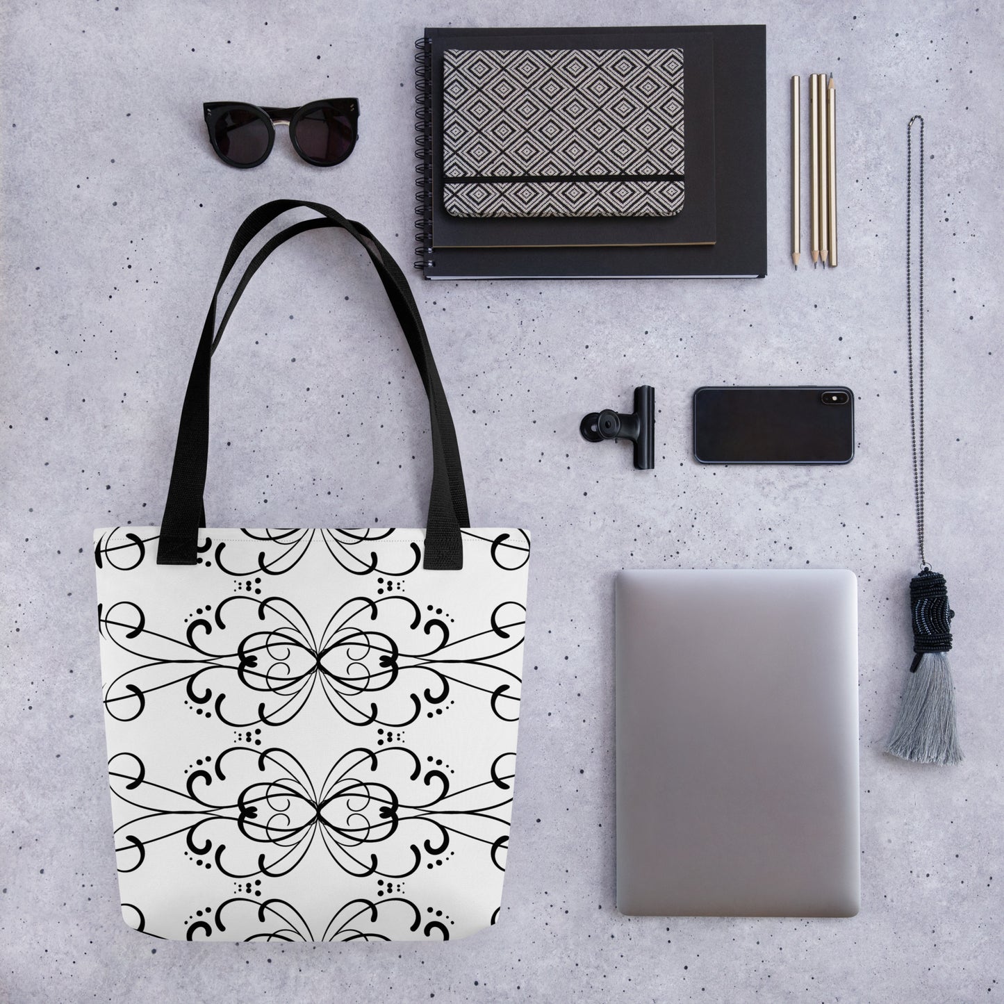 Simple Swirl Black White Tote Bag