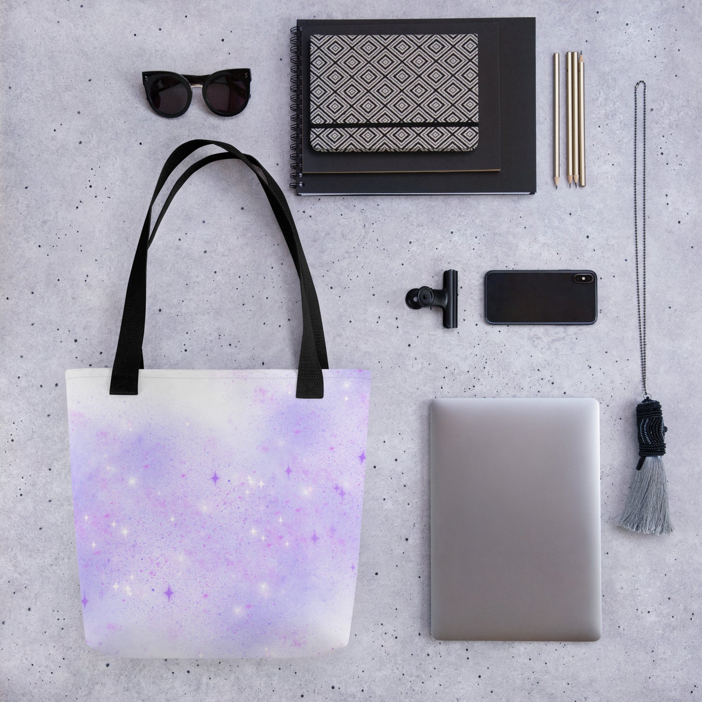 Quest Purple Galaxy White Tote Bag