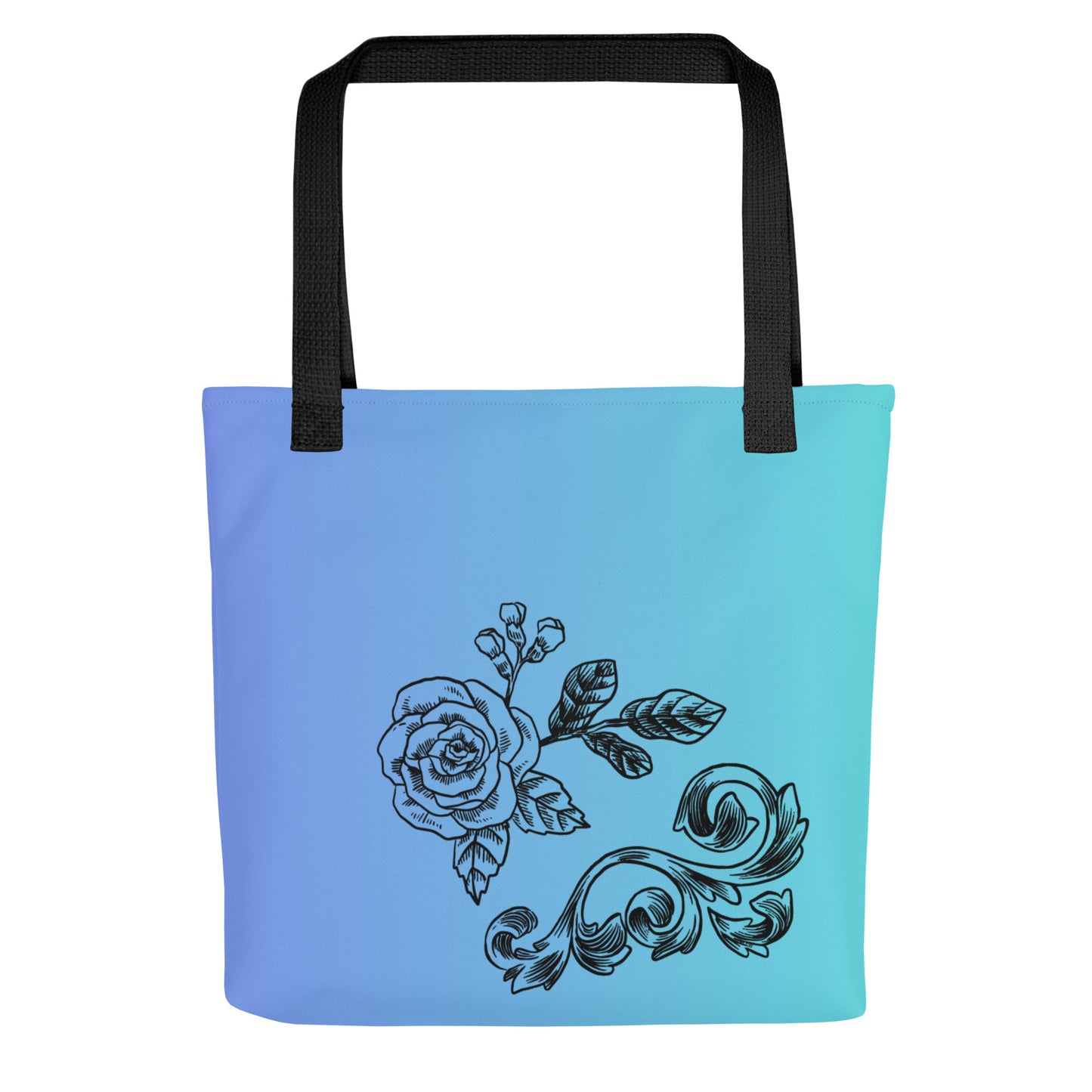 Flower Filigree Purple Blue Gradient Tote Bag