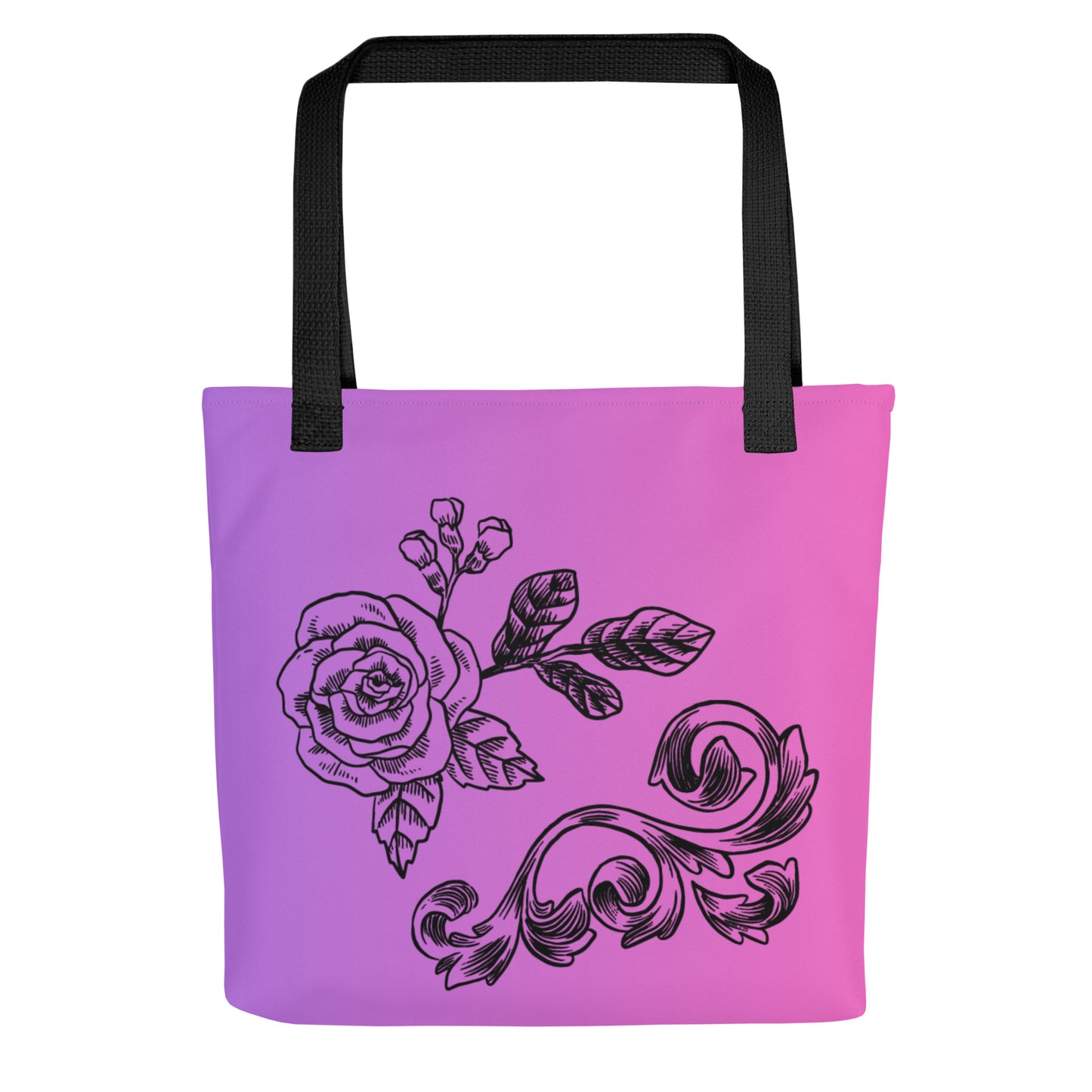 Flower Filigree Purple Pink Gradient Tote Bag