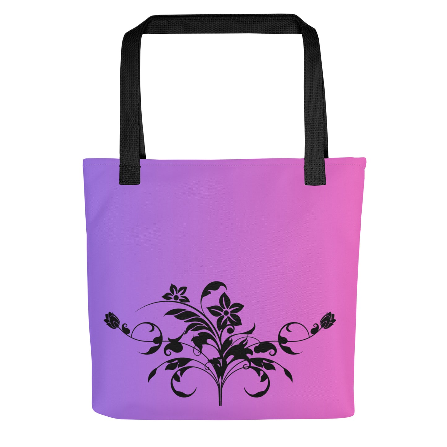 Purple Pink Gradient Floral Filigree Bouquet Tote Bag