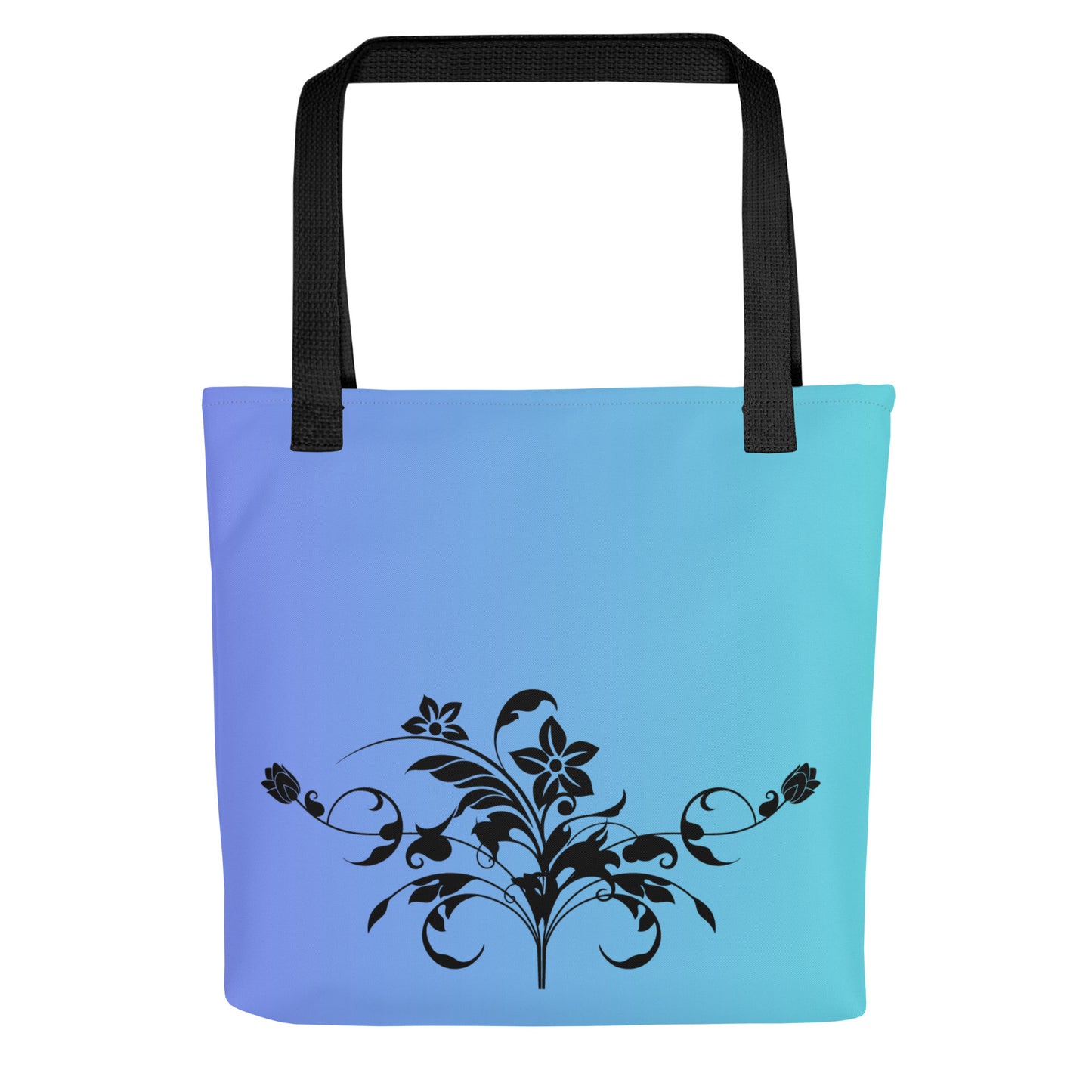 Purple Blue Gradient Floral Filigree Bouquet Tote Bag