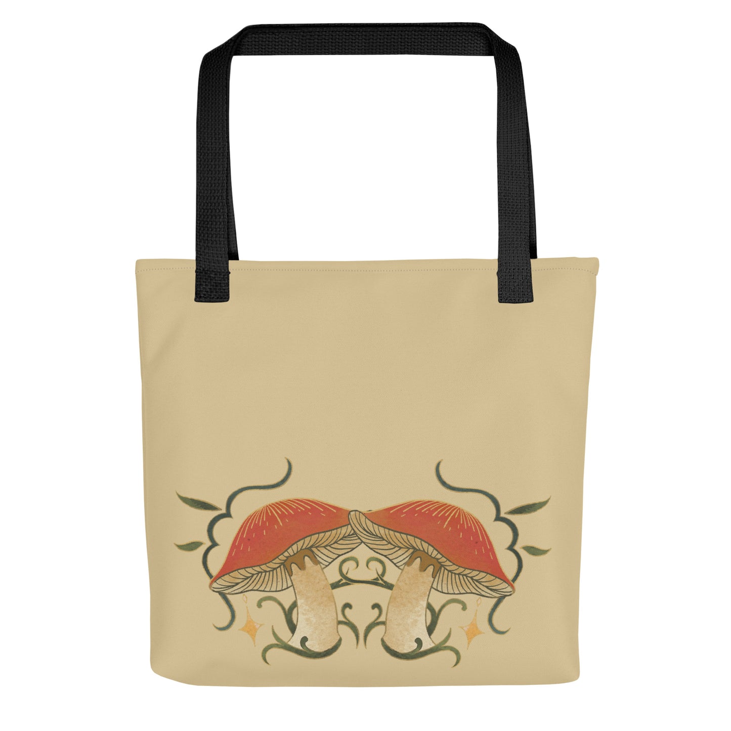 Autumn Mushrooms Tote Bag with Black Handle