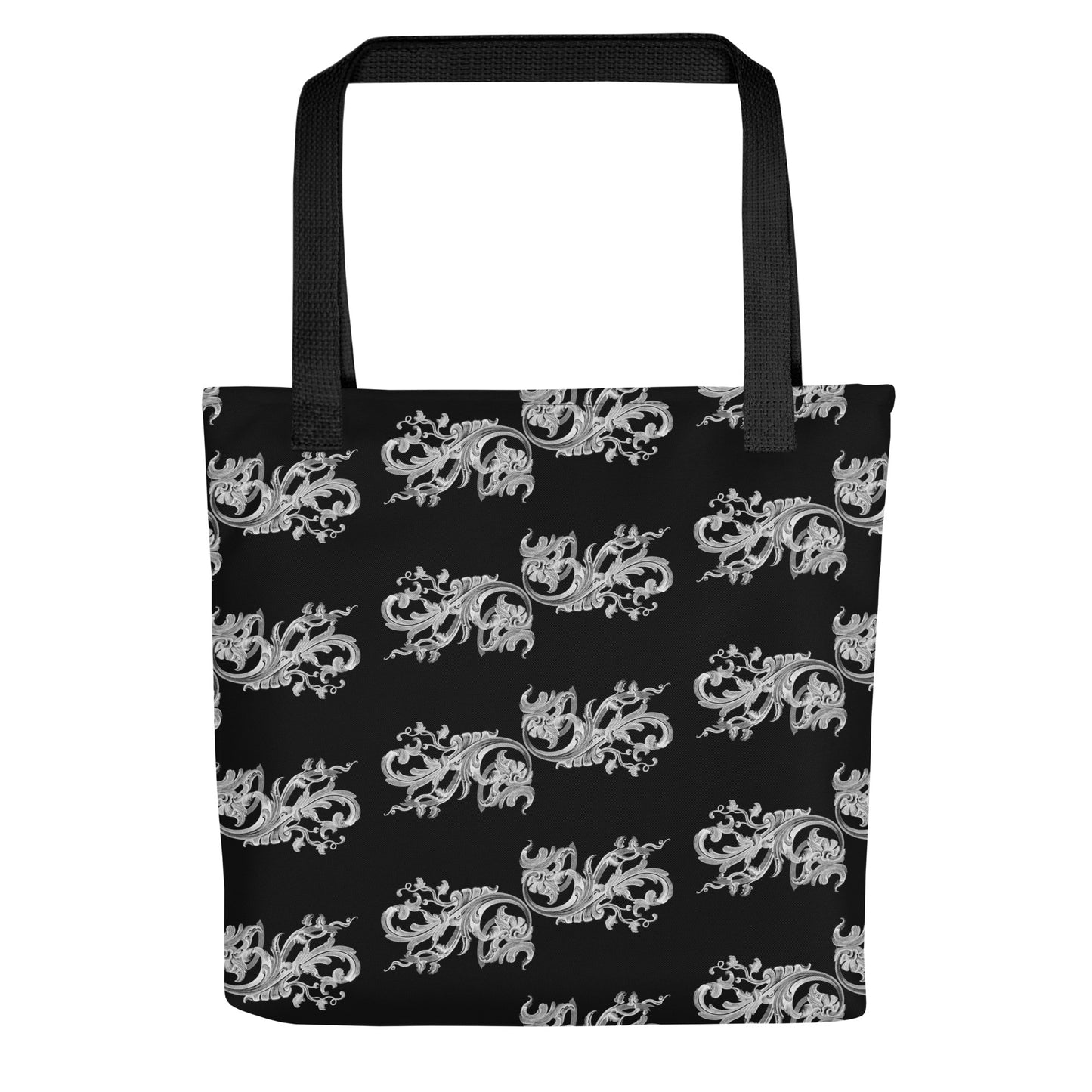 Art Nouveau Filigree White Black Tote Bag