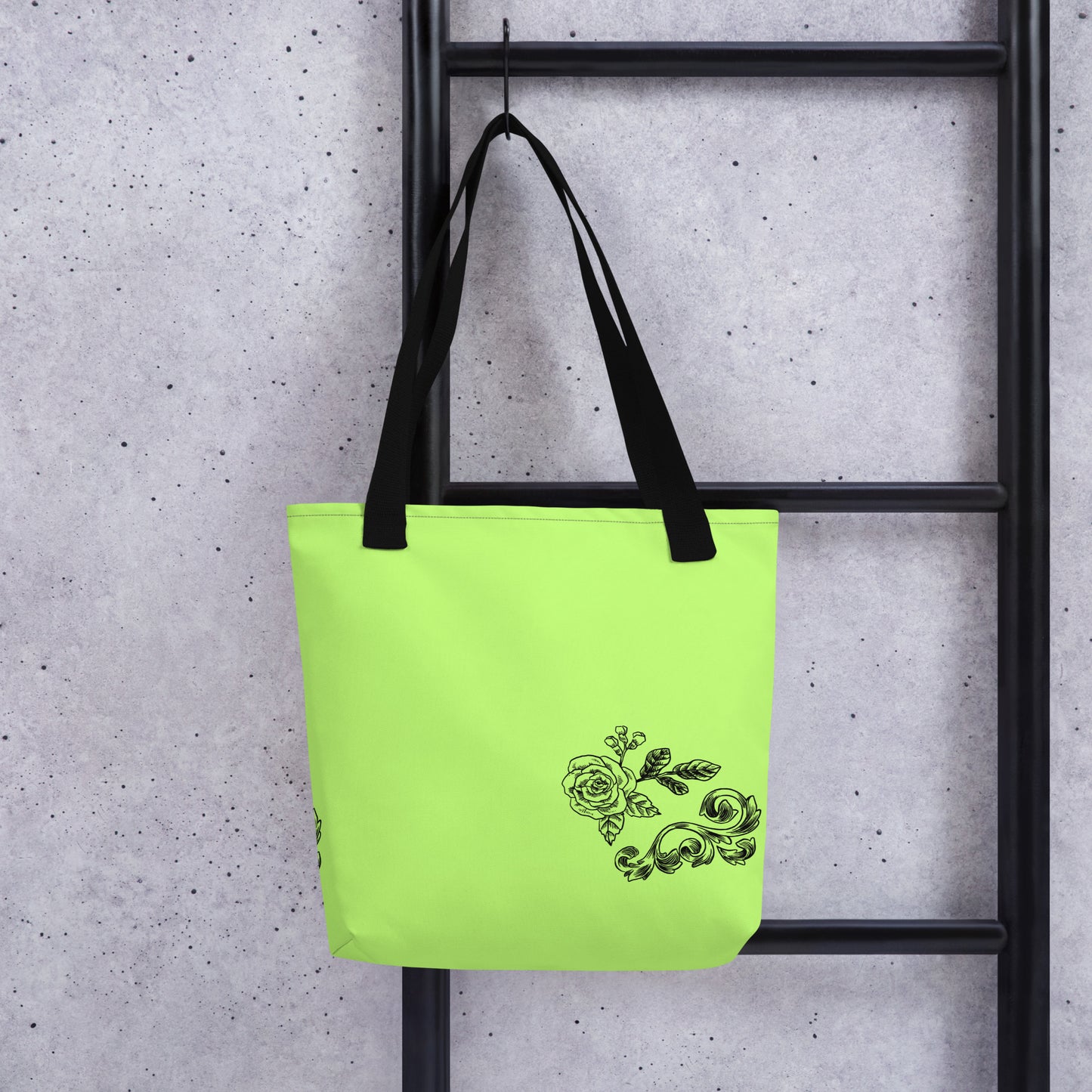 Flower Filigree Green Tote Bag