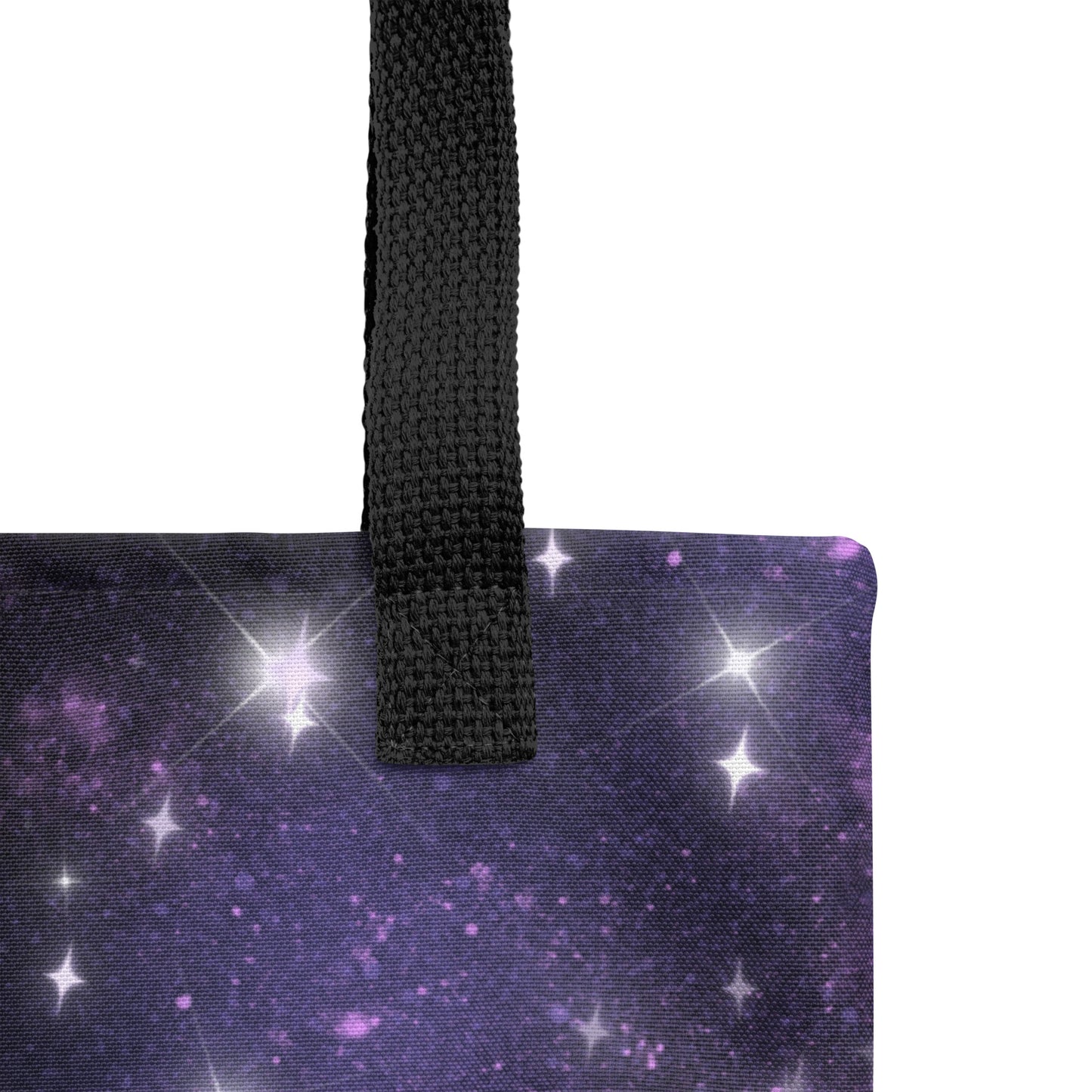 Quest Purple Galaxy Black Tote Bag