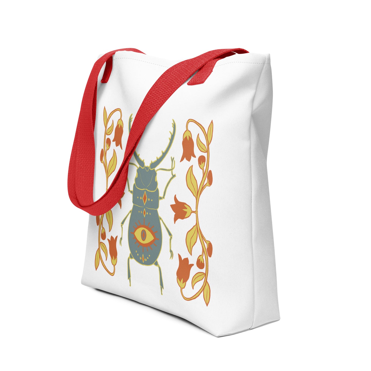 Retro Style Beetle Insect White Tote Bag