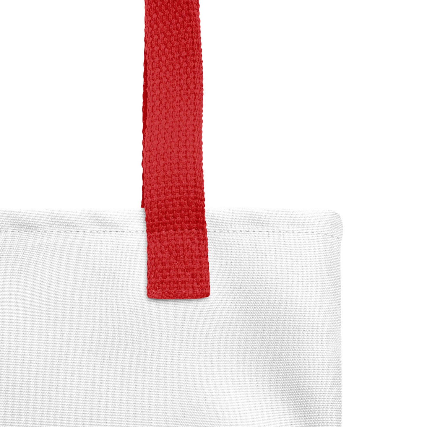 Autumn Mushrooms White Tote Bag Red Handle