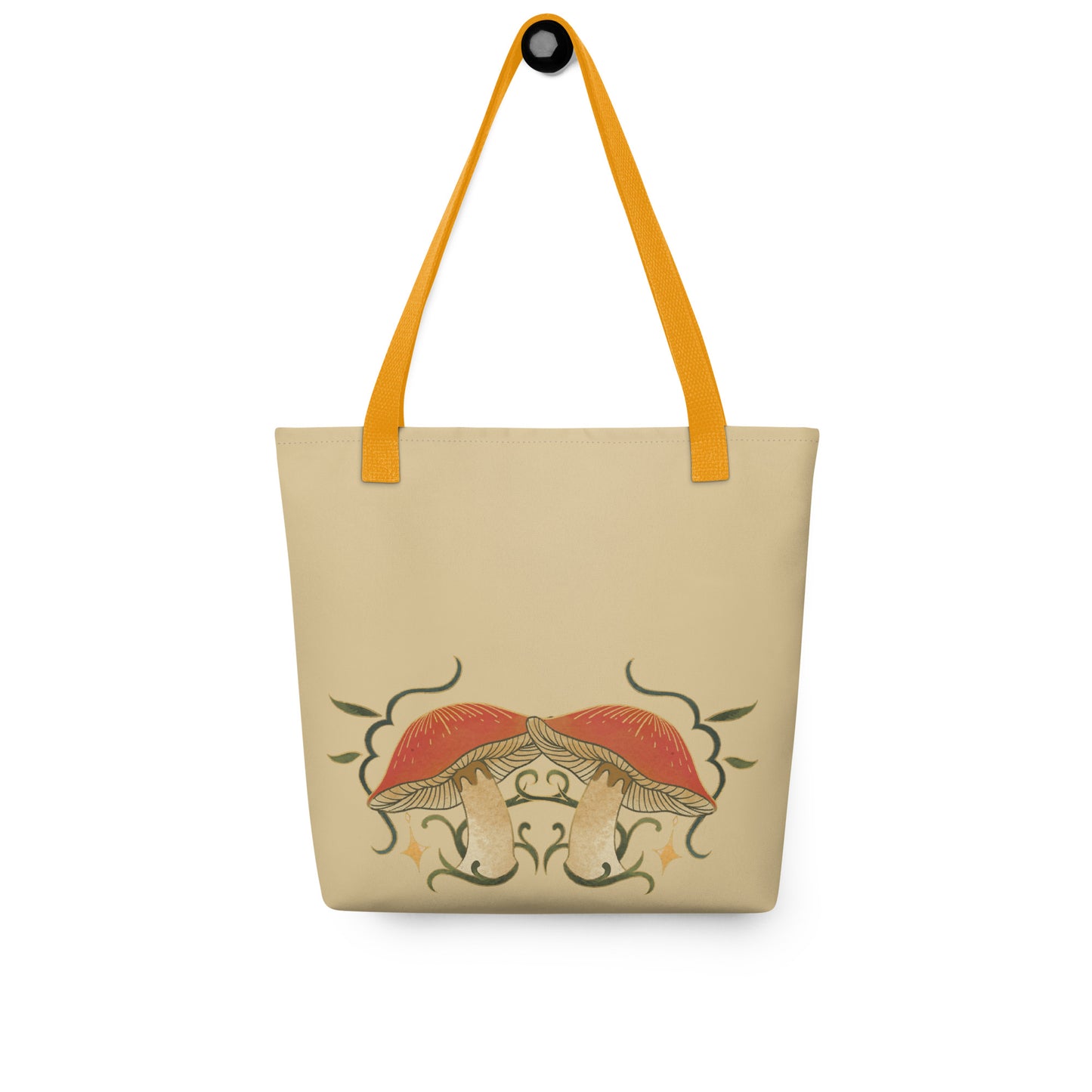 Autumn Mushrooms Tote Bag with Orange Handle