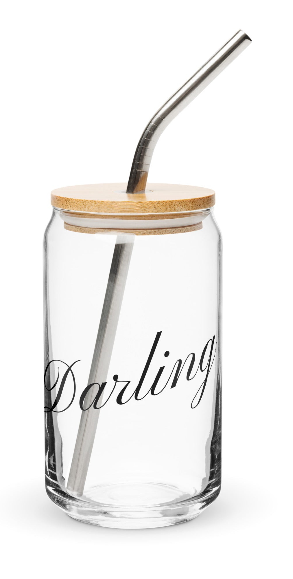 Can-Shaped Glass with Lid & Straw Signed Darling