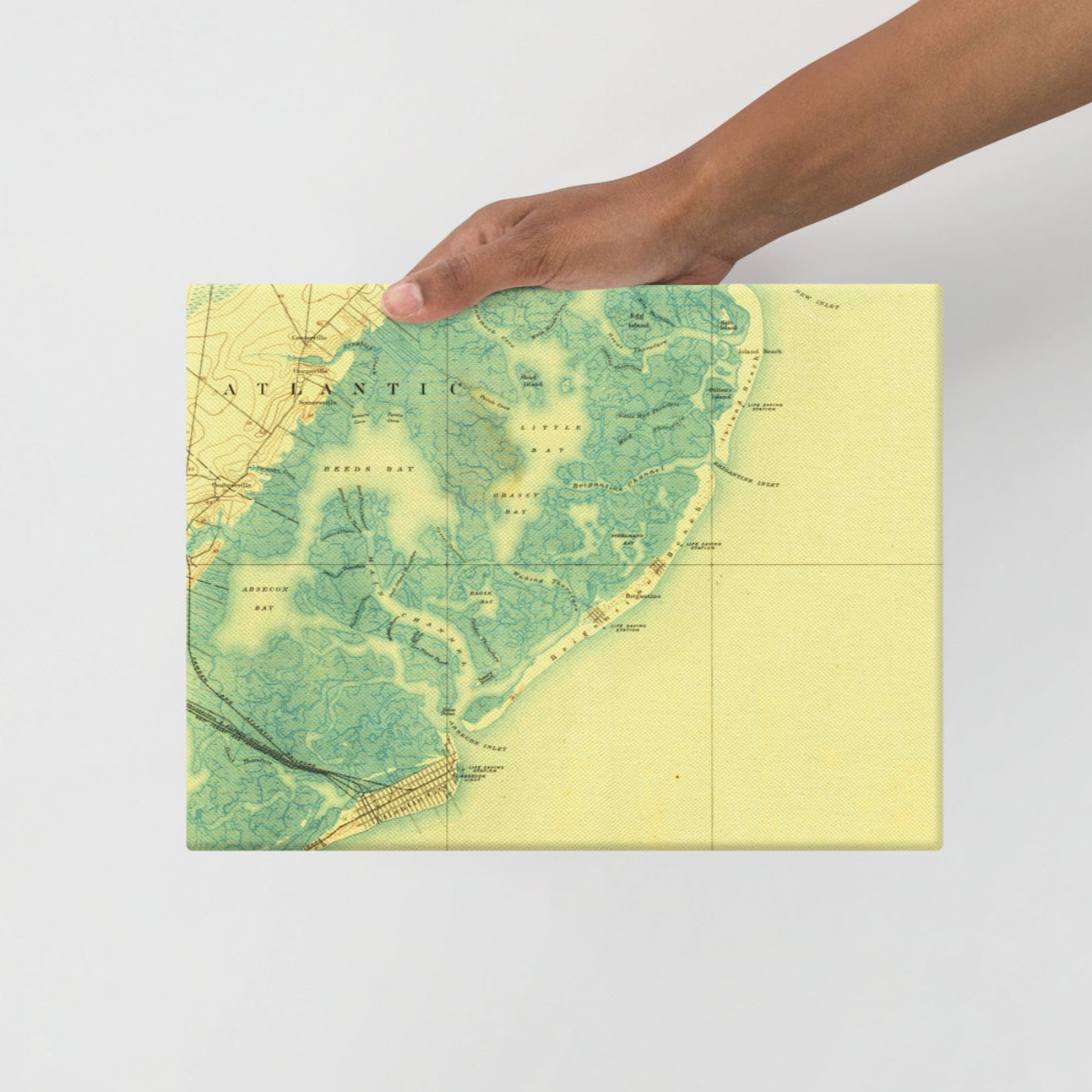 Canvas Print 9" x 12"  Atlantic City NJ 1887 Historical Map Horizontal
