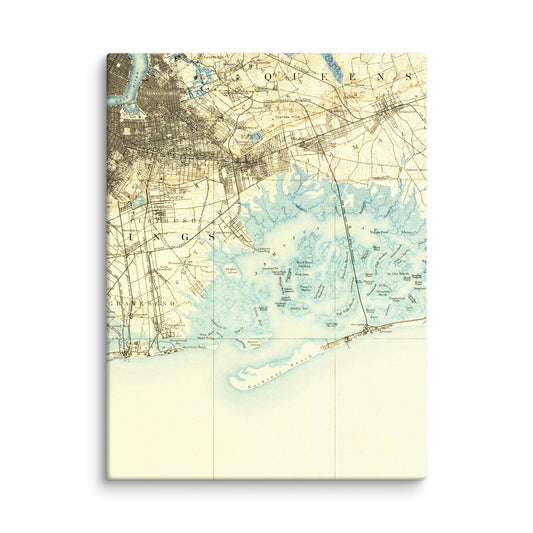 Canvas Print 9" x 12" Brooklyn NY 1889 Historical Map
