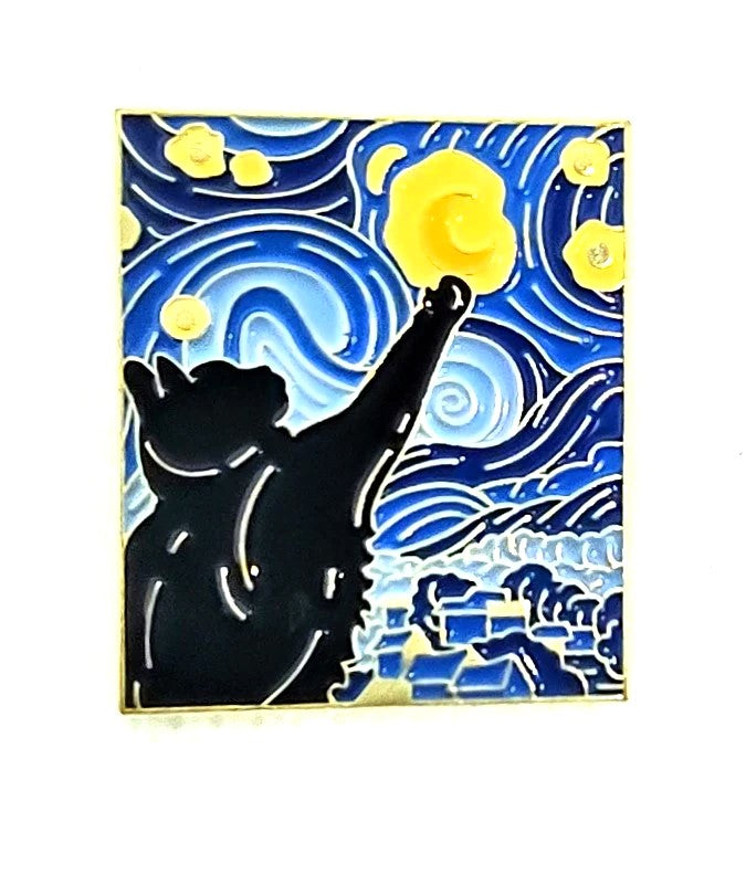 Black Cat Sky Painting Pin