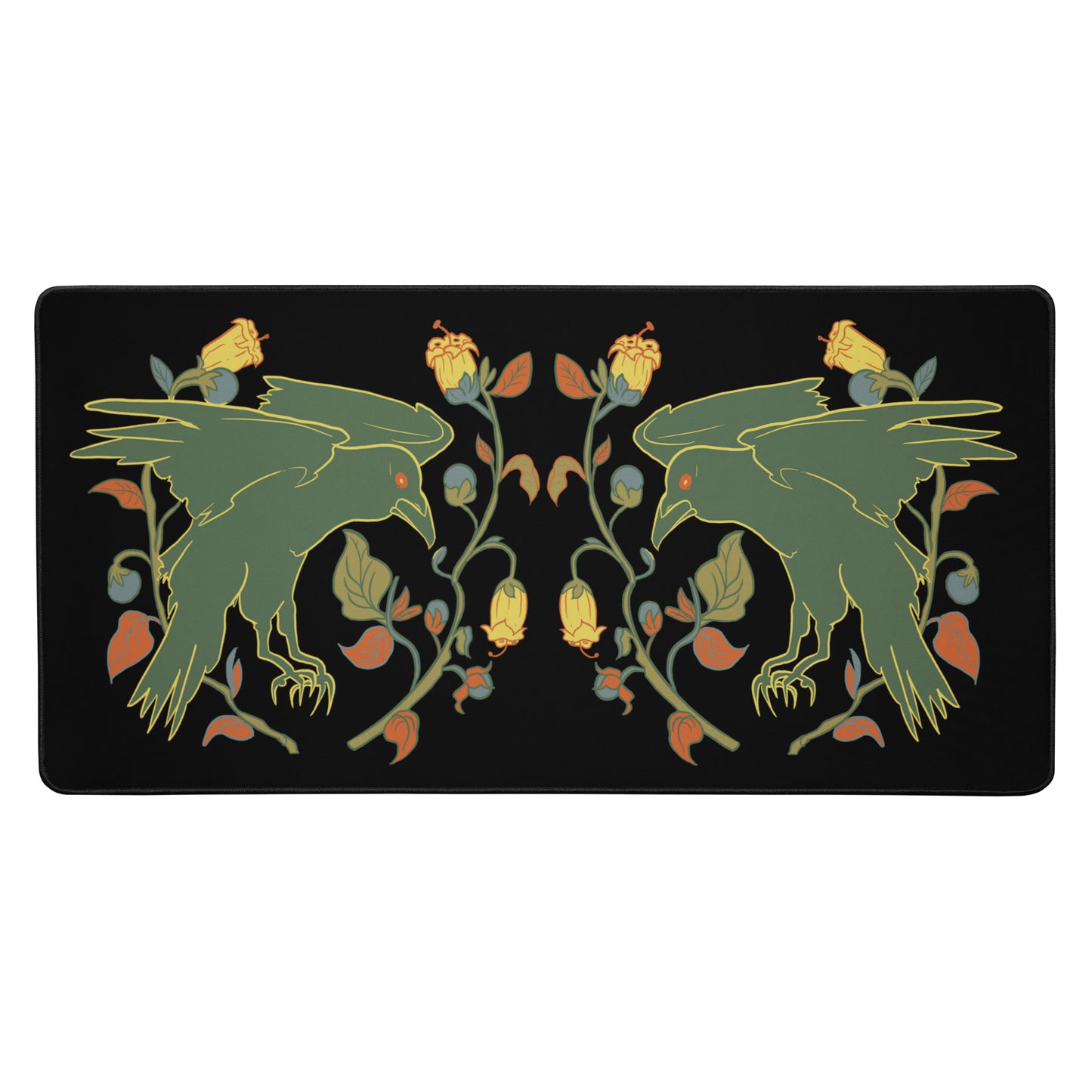 Retro Style Raven Green Bird Desk Mat 16″×32″